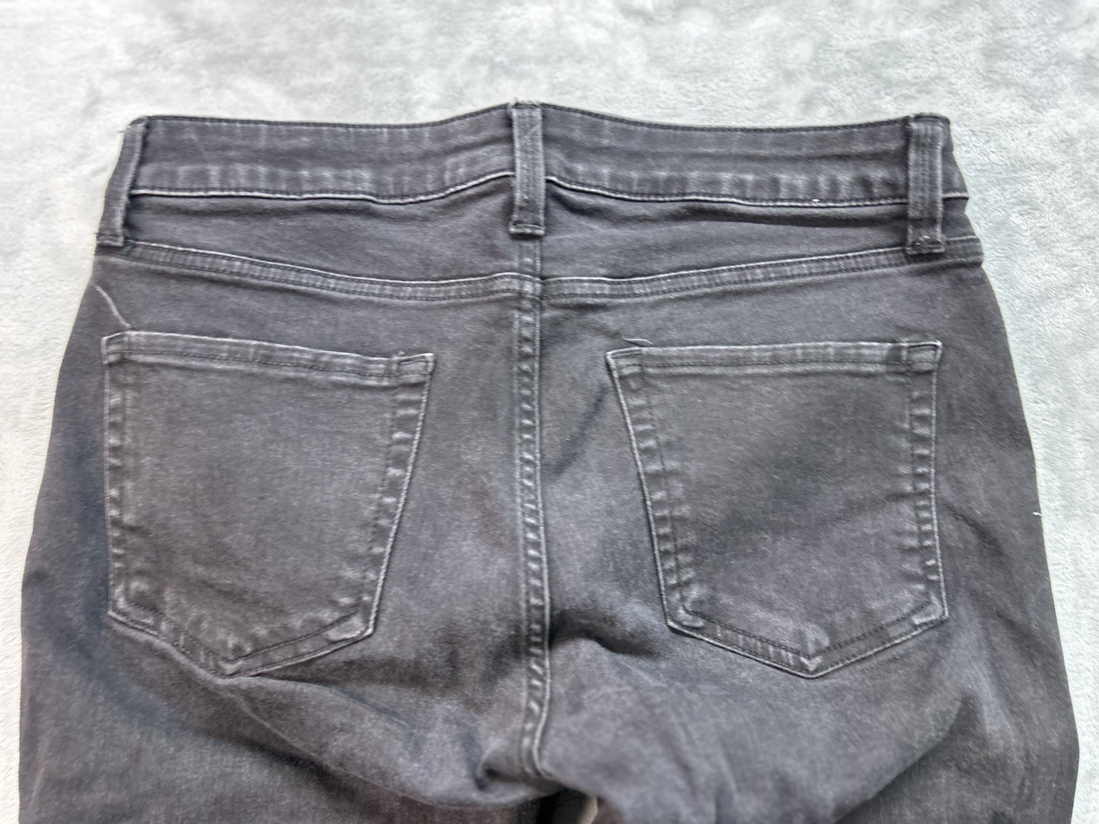 a.n.a. Petites Jeans Womens Sz 10P Black Skinny Stretch Denim Whiskered Faded