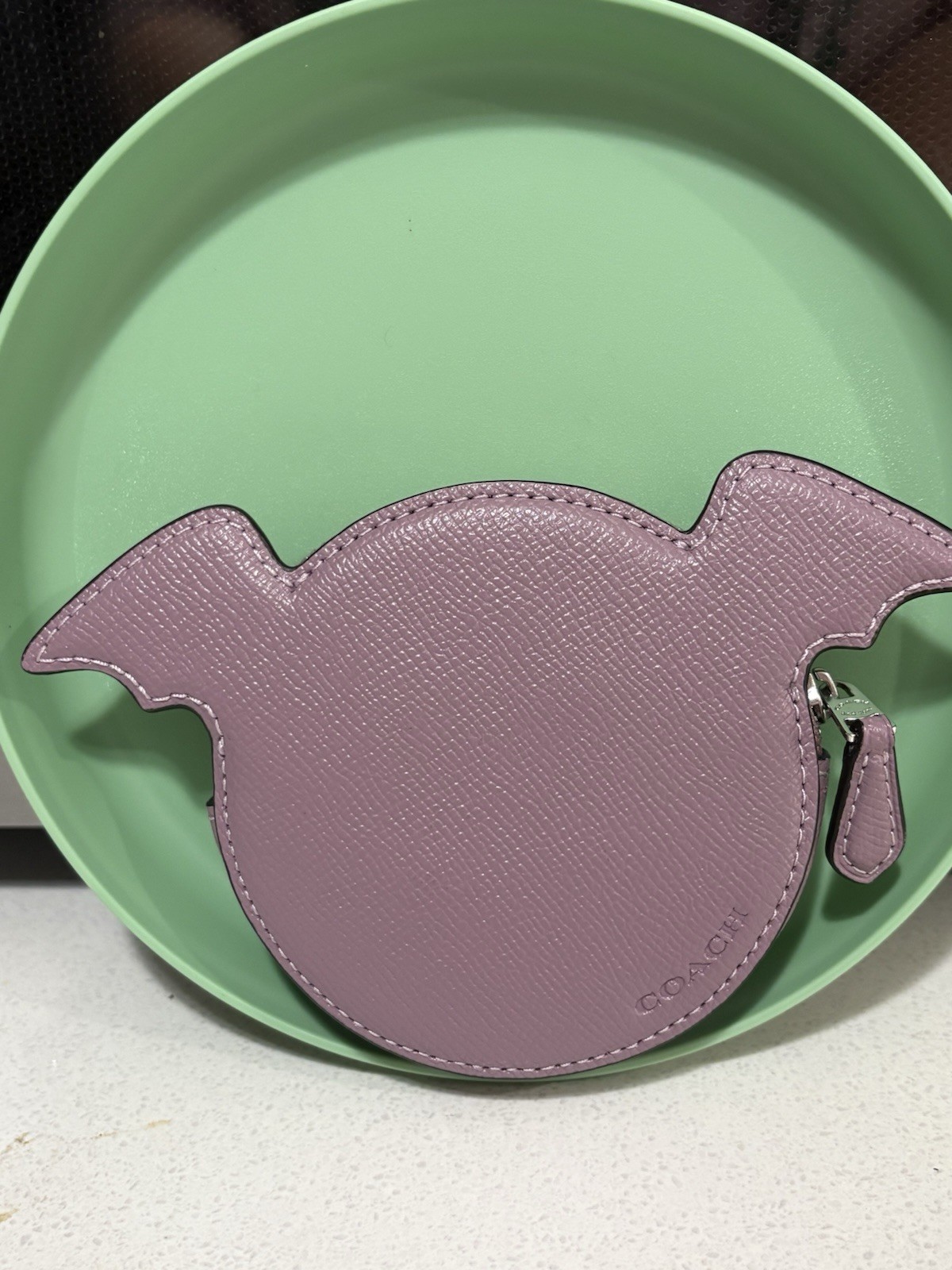 Coach CW465 Bat Halloween Jasmine Leather Wallet Bat Coin Case Pouch