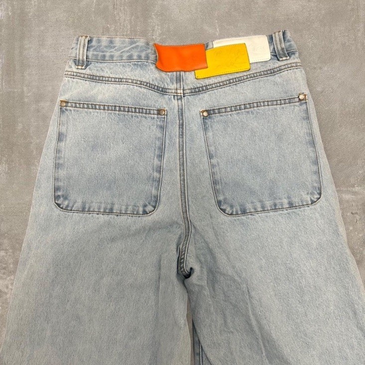 Scuffers Light Blue Wash High Waisted Wide Leg Denim Jeans with buttons