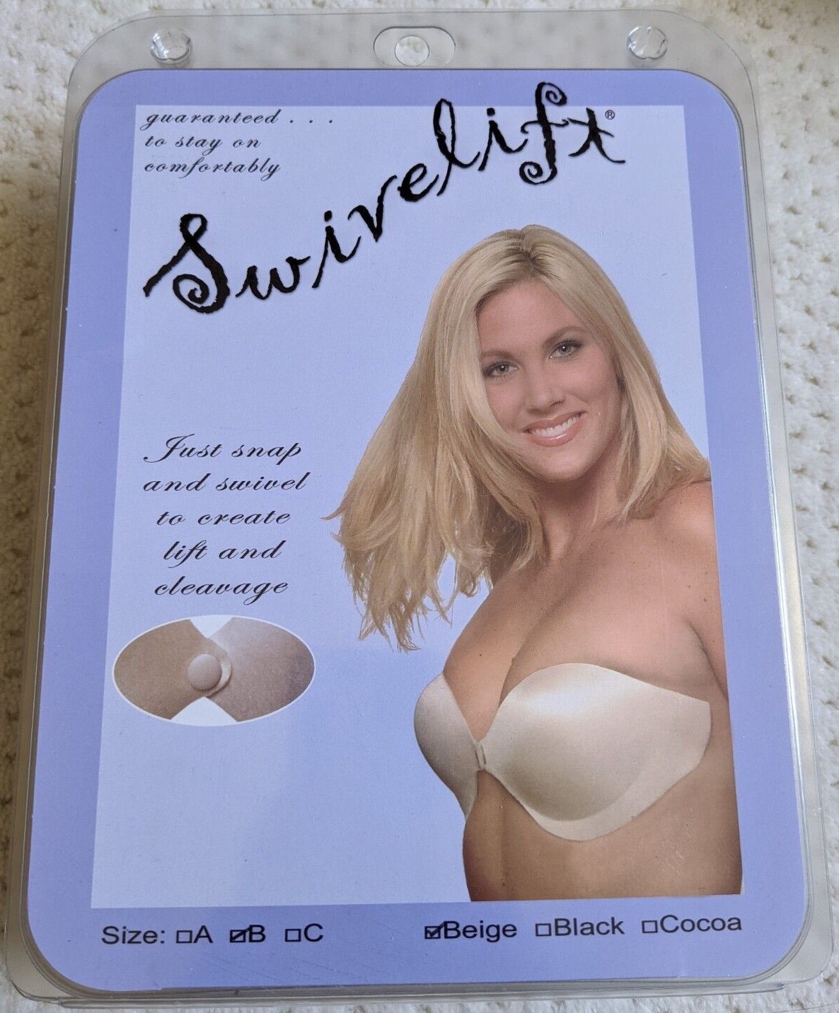 NIB Braza Swivelift Re-Usable Adhesive Bra to create lift,cleavage Size B, Beige