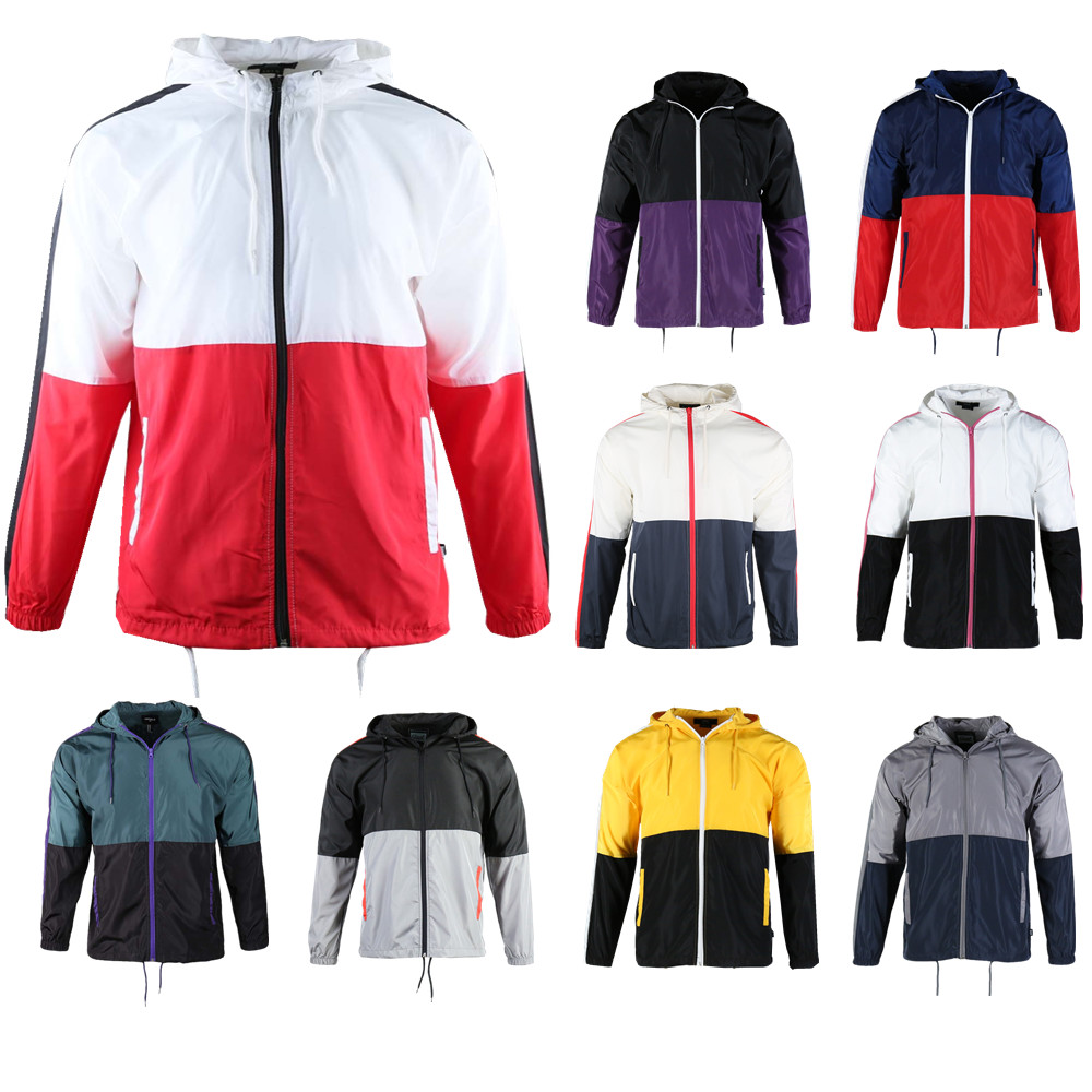 BG Men’s Lightweight Water Resistant Hoodie Windbreaker Jacket Colorblock
