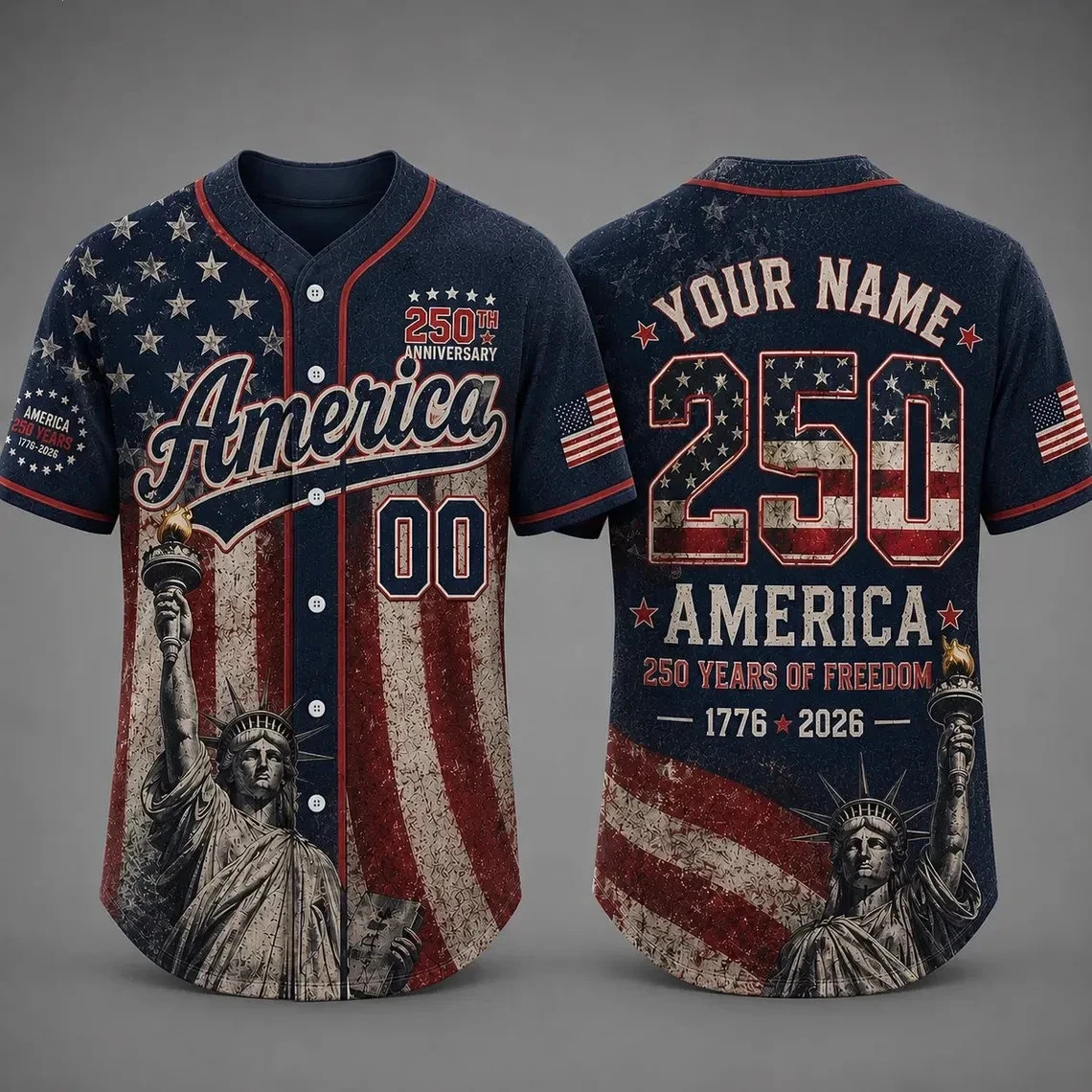 America 250th Anniversary Baseball Jersey, Custom Name Jersey, 4th of July Gift