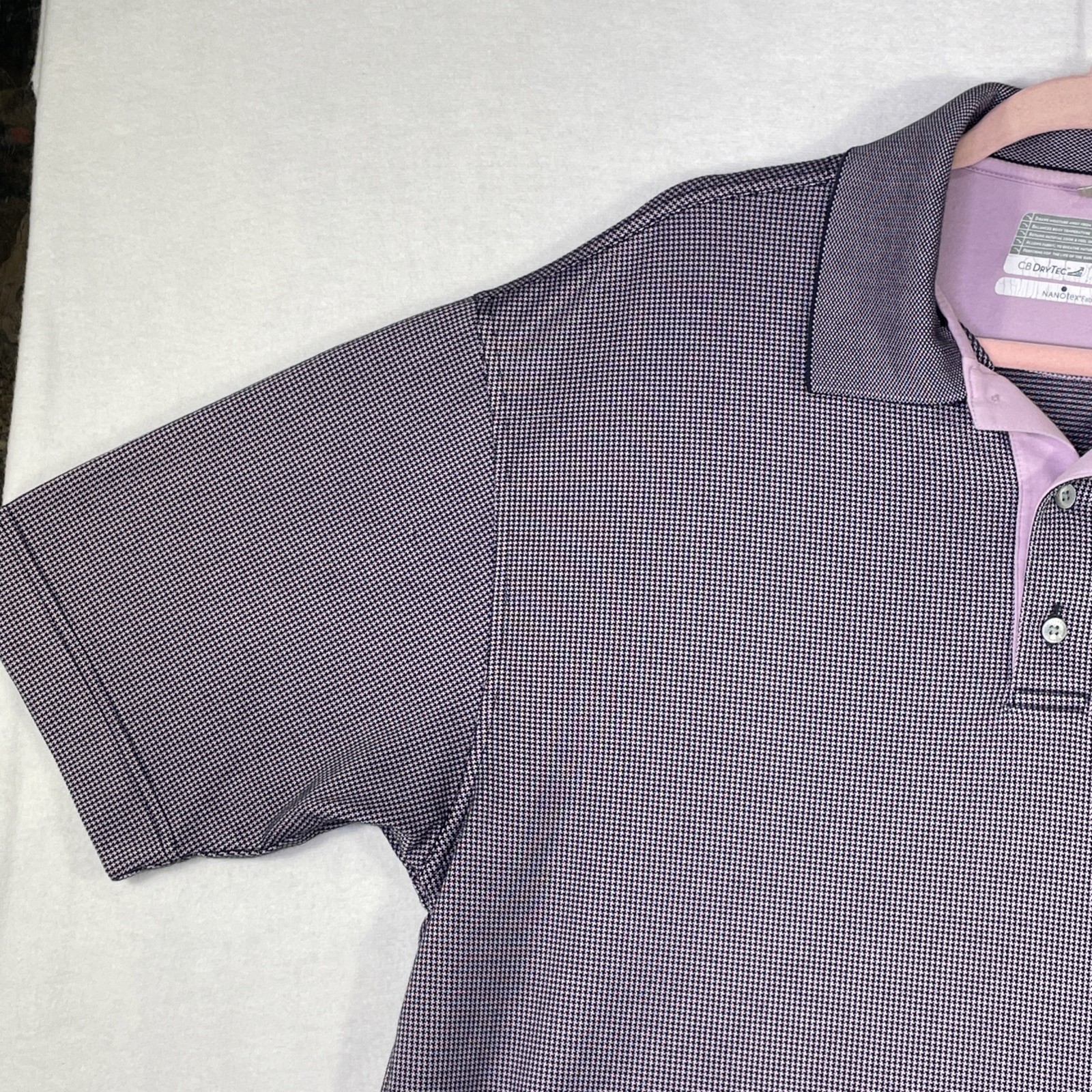 Cutter & Buck Men’s XL DryTec Nanotex Fabric Golf Polo Shirt Purple Pattern