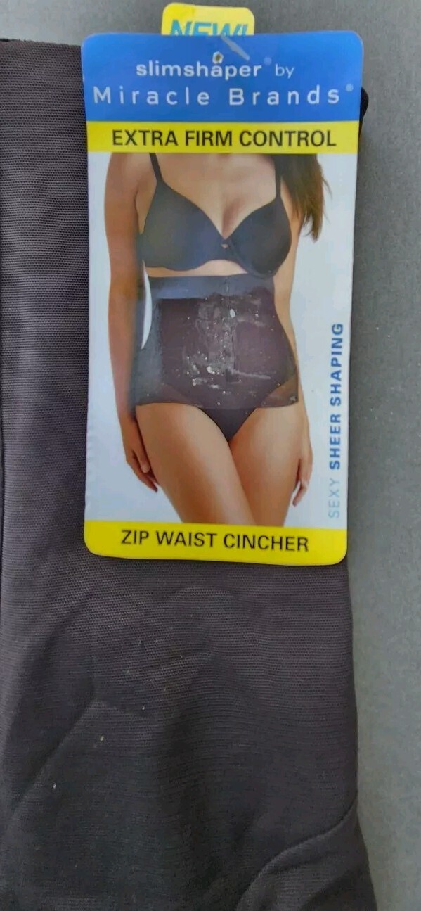 NWT Slim Shaper by Miracle Brands M Black Waist Slimming Cincher