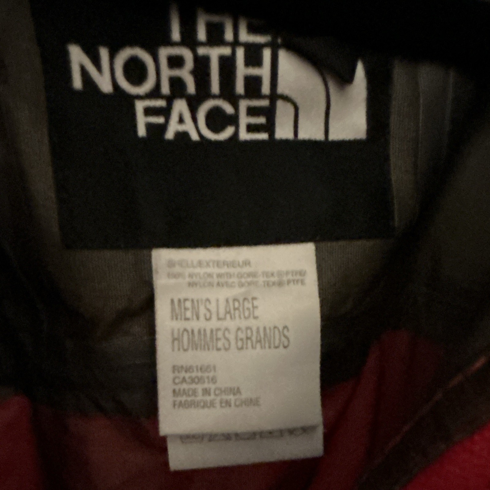 The North Face Men’s Jacket Size L Red/Black Colorblock Hooded Full Zip Stand-Up