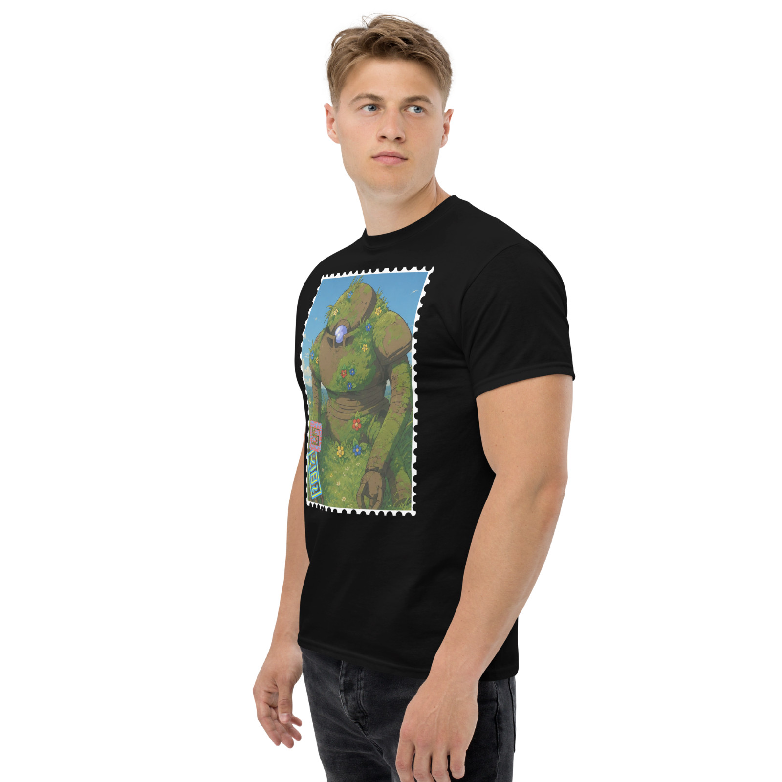 Medieval Fantasy Golem RPG Graphic T-Shirt Vintage Postage Stamp 100% Cotton