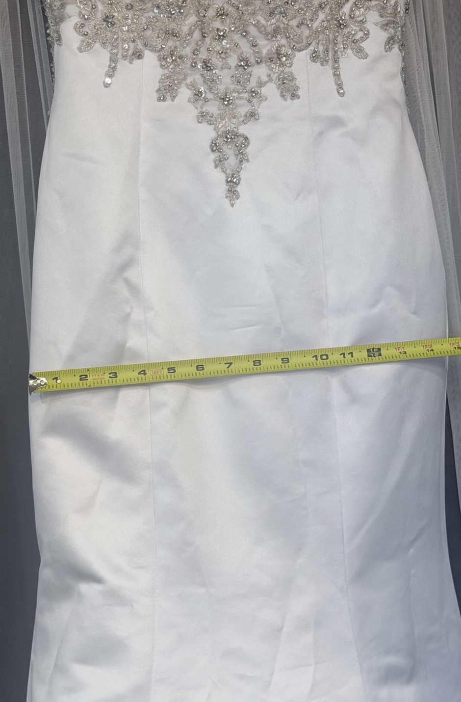 Morilee Madeline Gardner White Beaded Tulle Ball Gown Wedding Dress 8 #2689