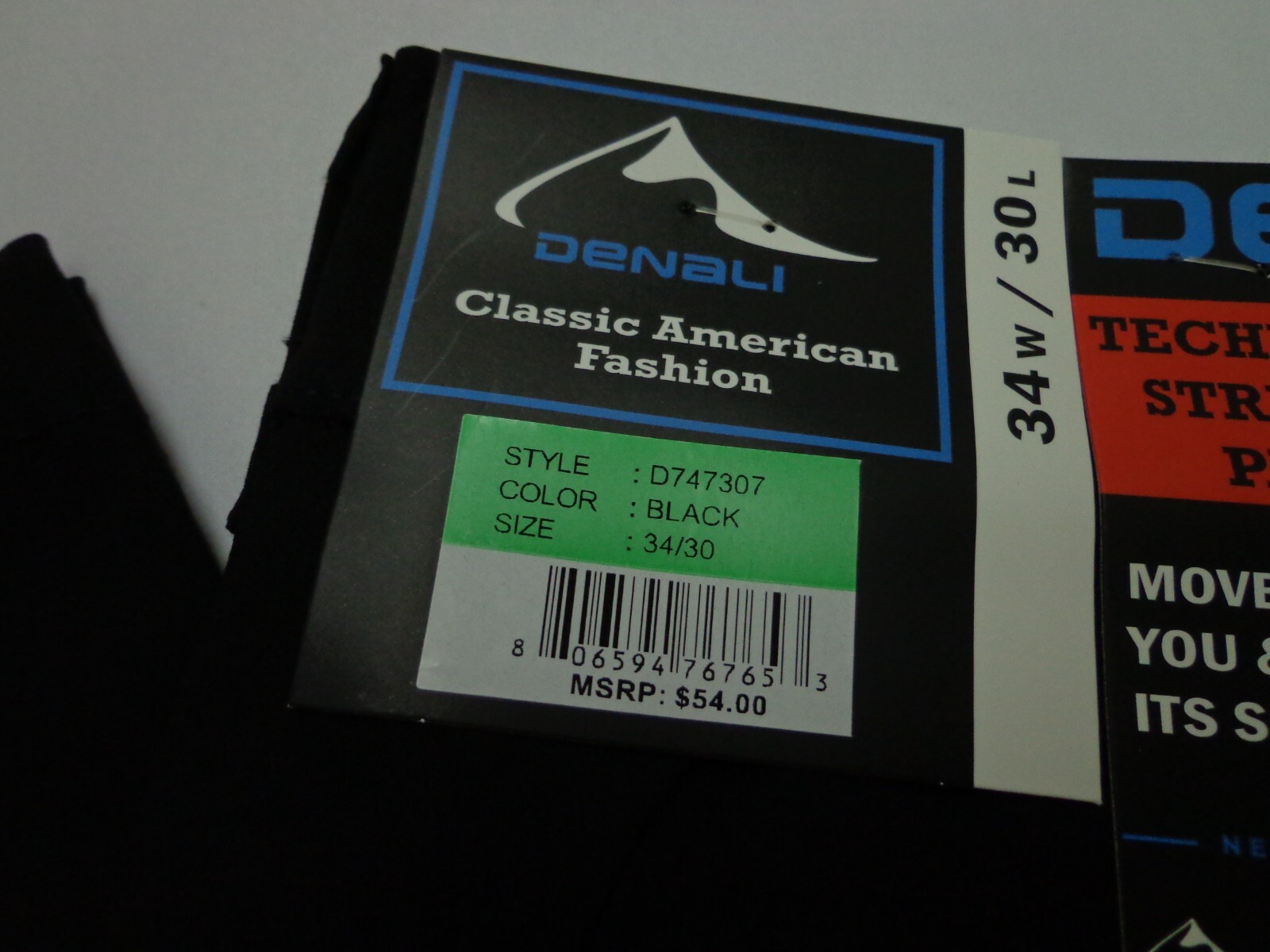 DENALI Black Technical Stretch Pants Flex Waist 34/30 NEW MSRP $54