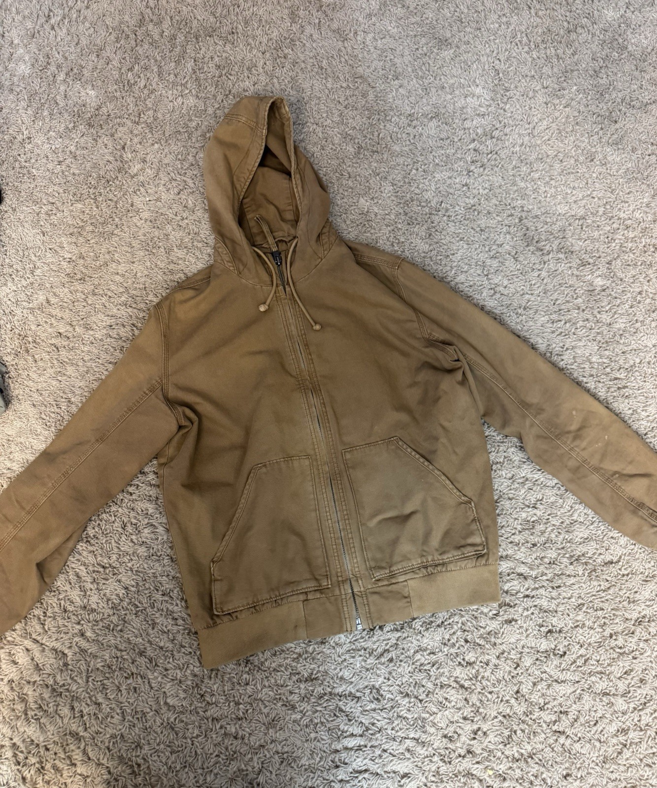 American Eagle Brown Full Zip Hooded Jacket Hoodie Men’s M 100% Cotton Canvas