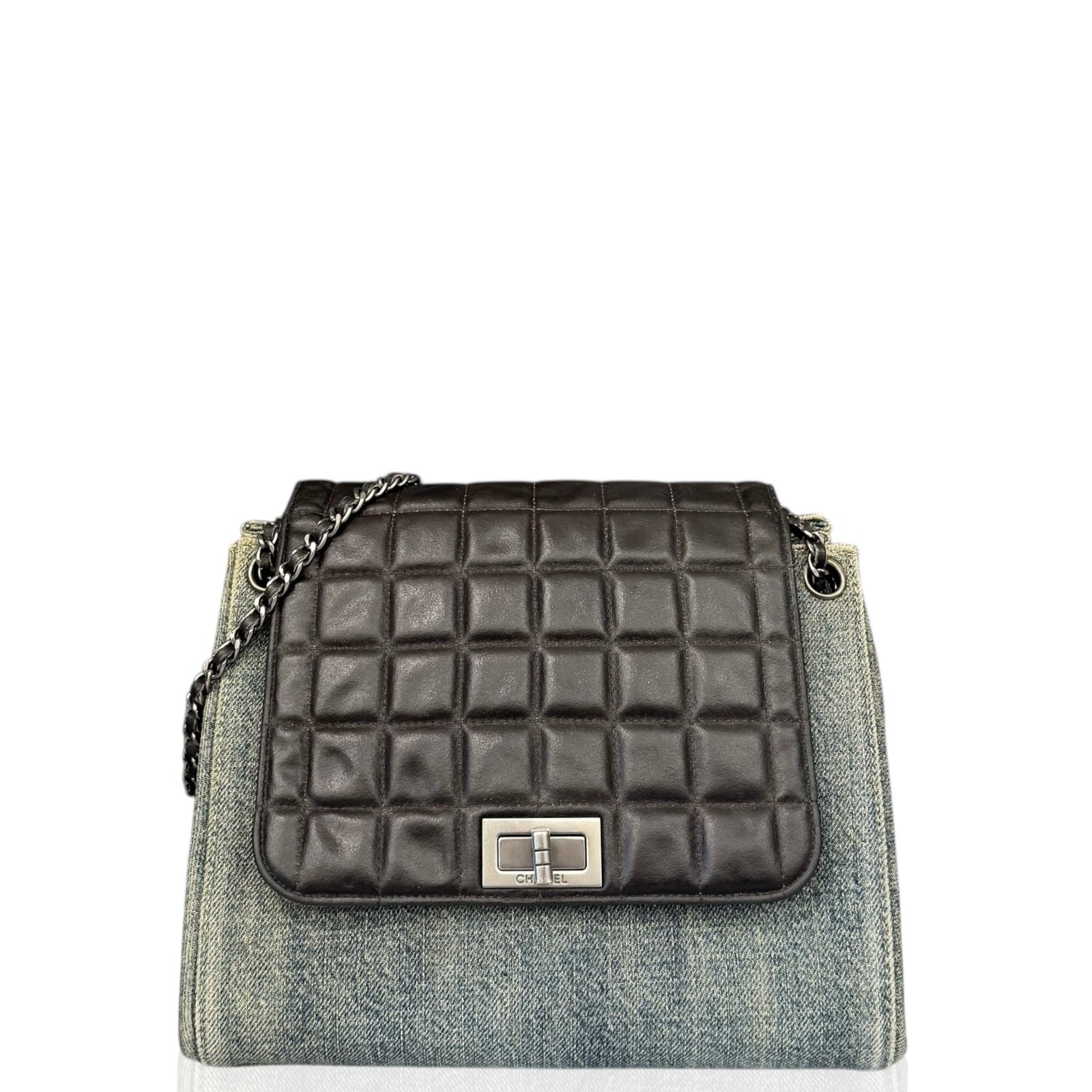Chanel 2.55 Flap Bag Dark Brown Blue Calfskin Denim (ya041226a4)