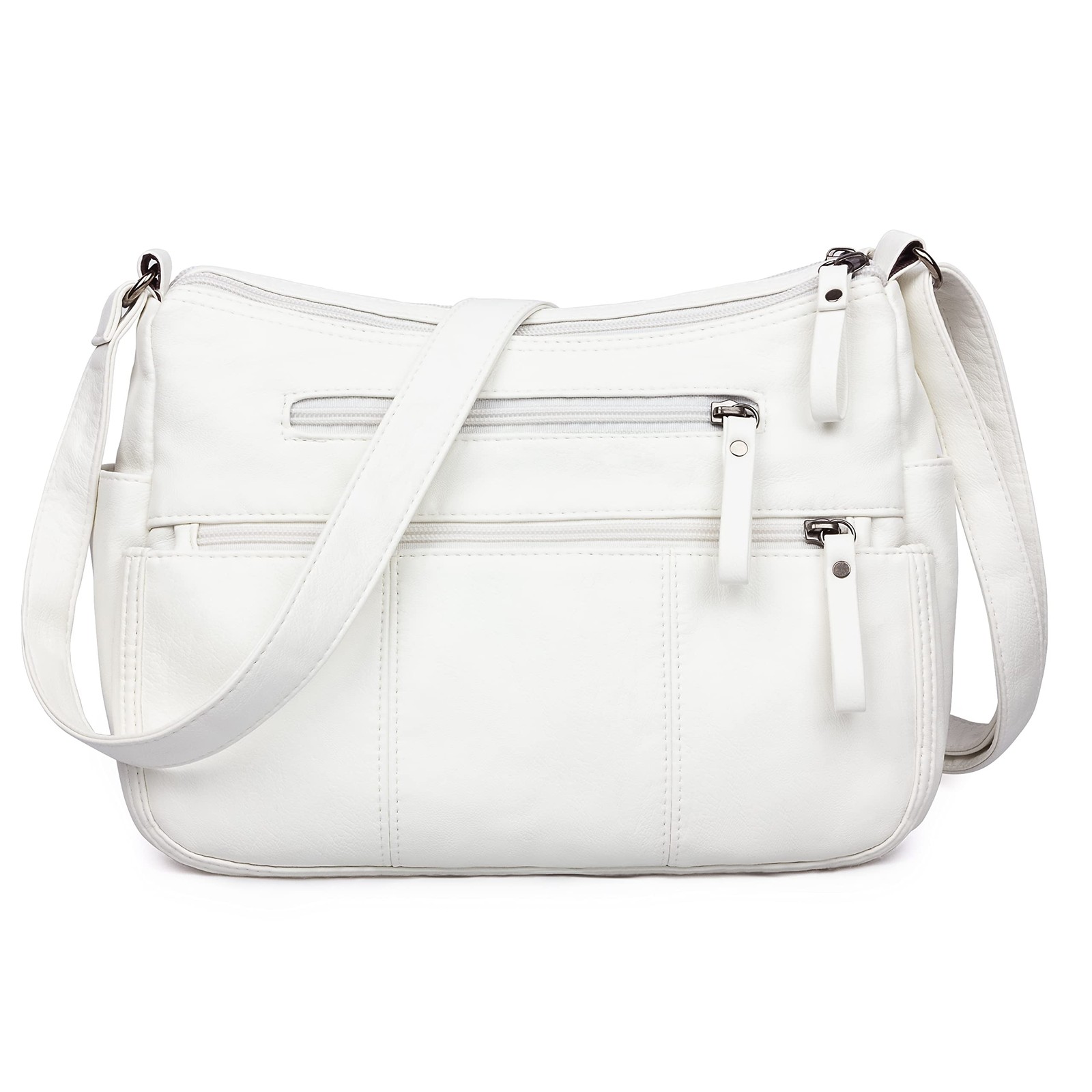 Purses for Women Soft PU Leather Shoulder Bag Ladies Crossbody White1-11.8″
