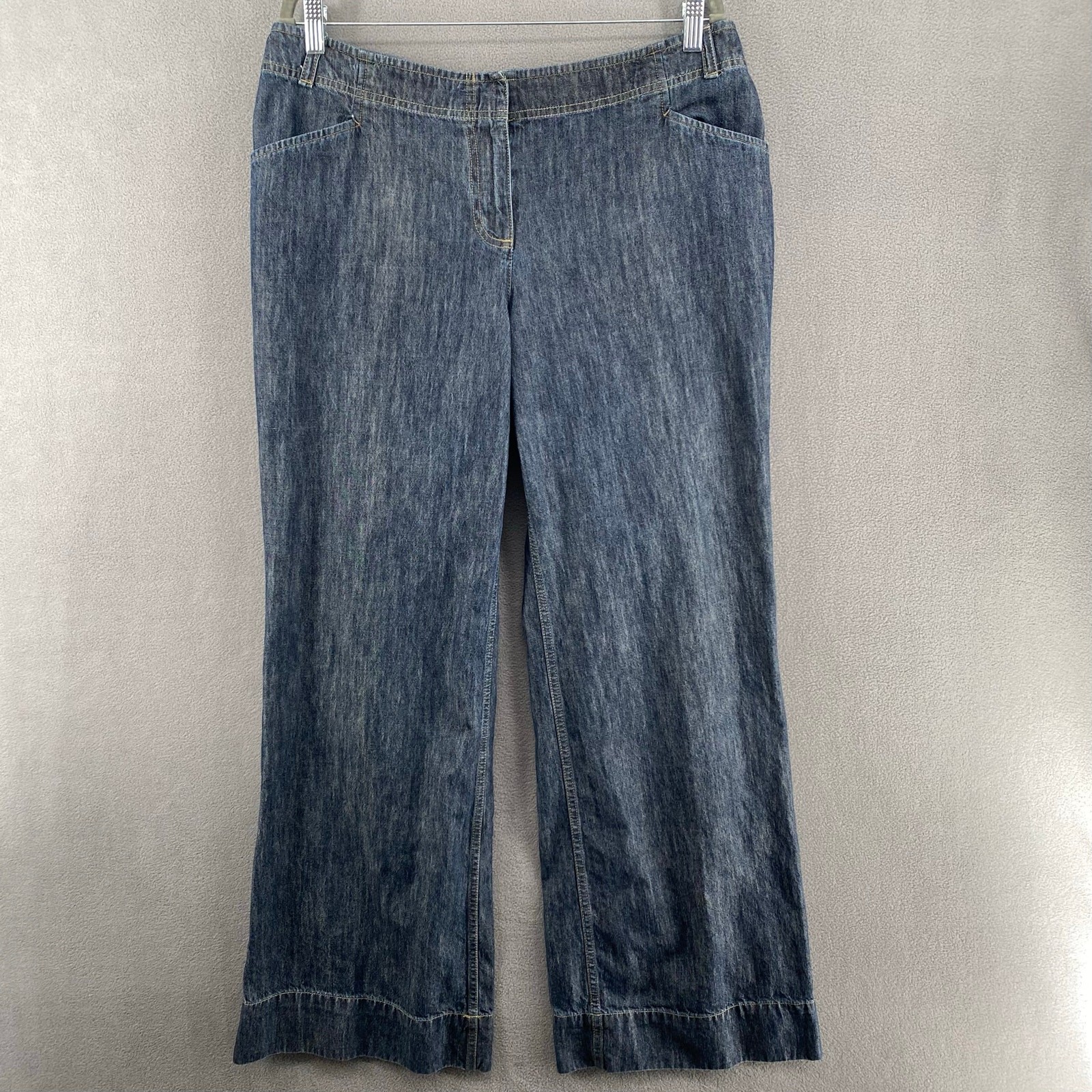 J Jill Genuine Fit Below Waist Wide Leg Jean Womens 14 Blue Casual Mid Rise