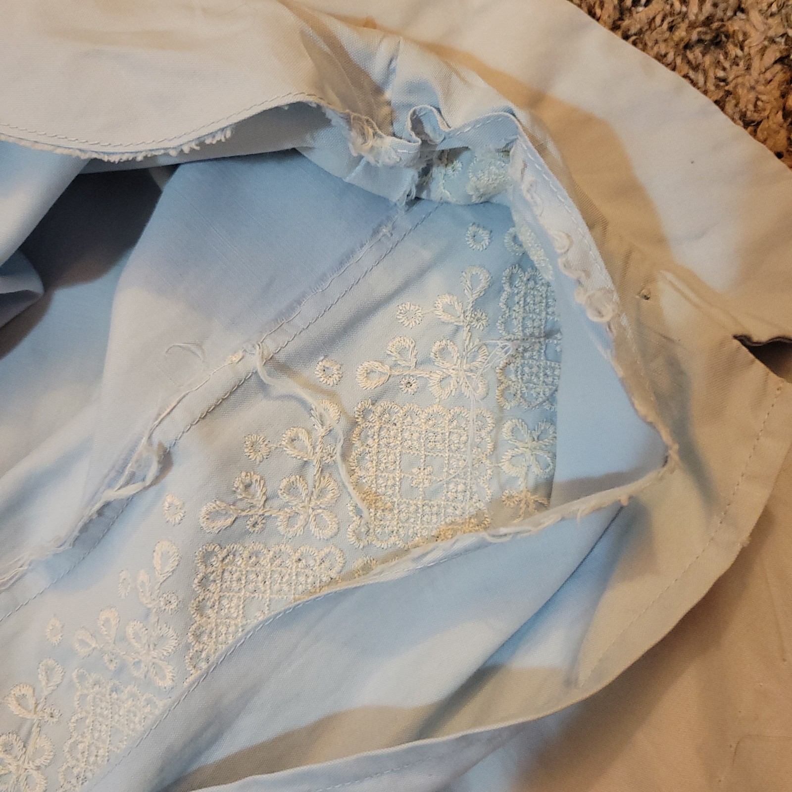 Vintage 40s/50s Light Pastel Blue Dress Collar Button Short Sleeve Knee Length