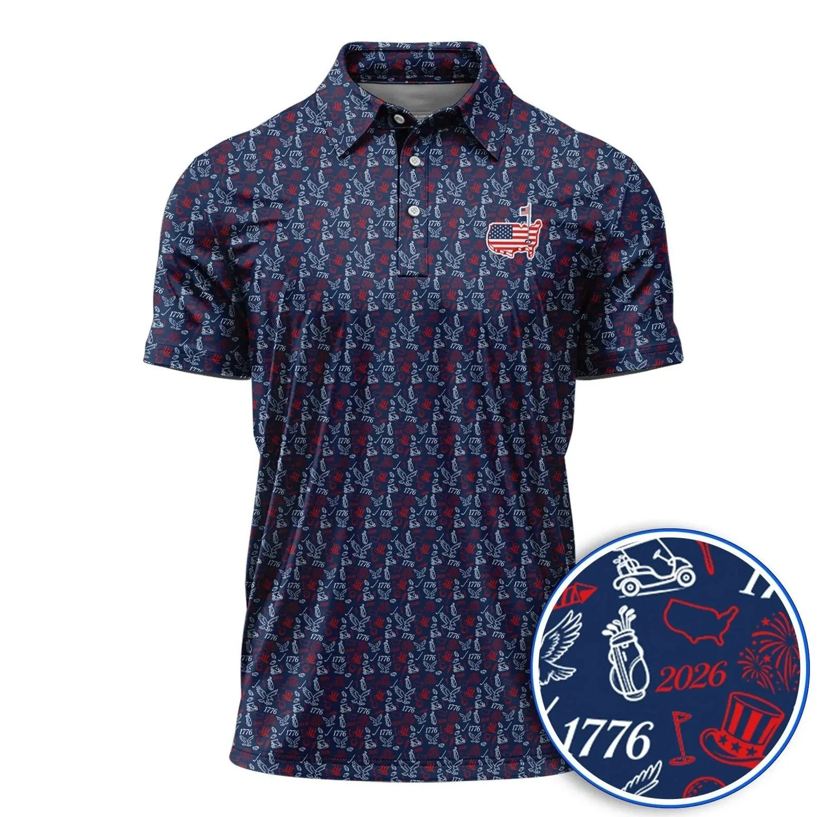 250th Anniversary Golf Polos, Patriotic Eagle American Flag Shirt, 4th Of July