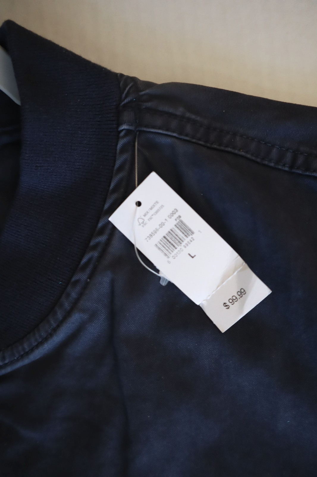 Gap 738596 Men’s Sz Large Vintage Navy Blue Full Zip Relaxed Bomber Jacket $100