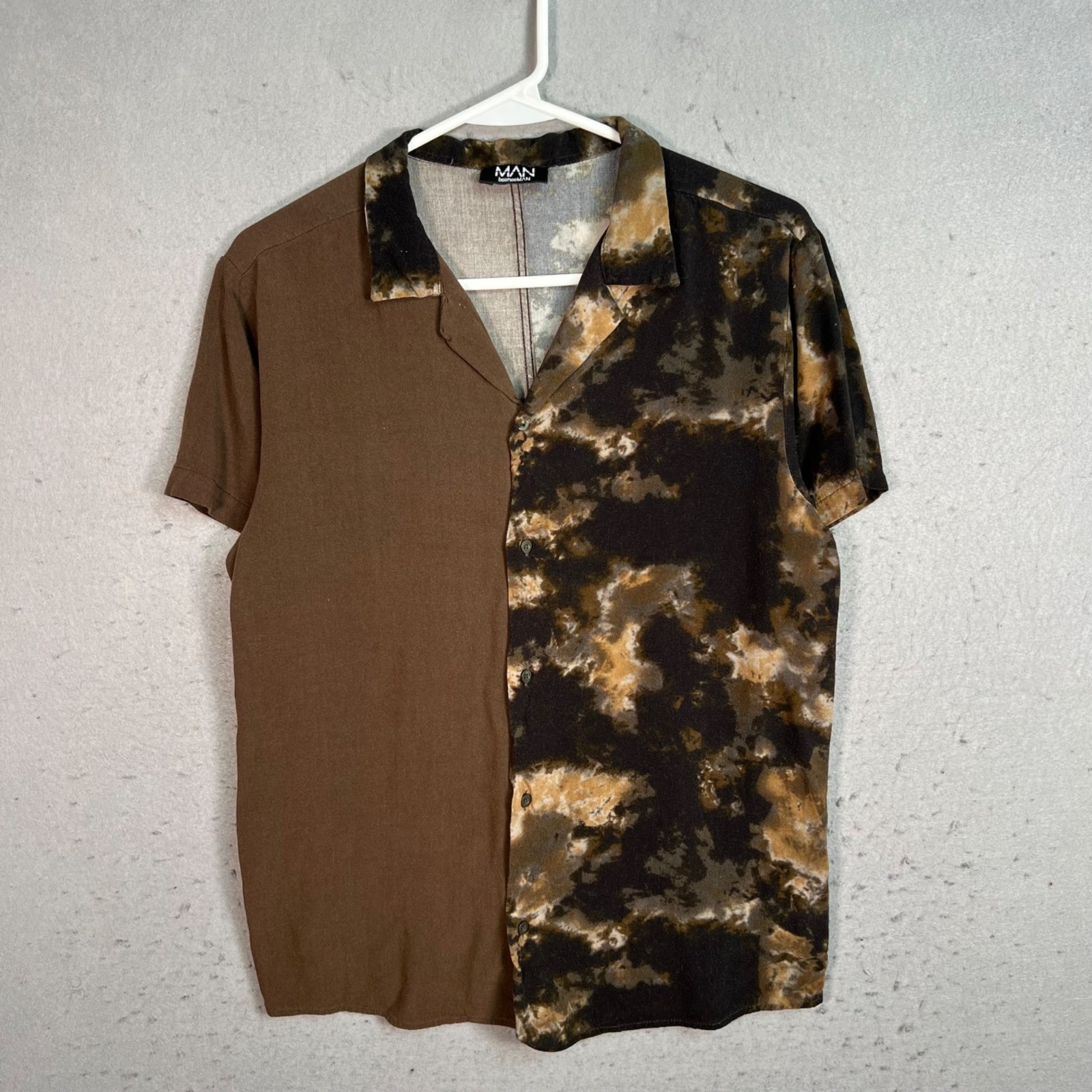 BoohooMAN Mens Short Sleeve Shirt Size Small Brown