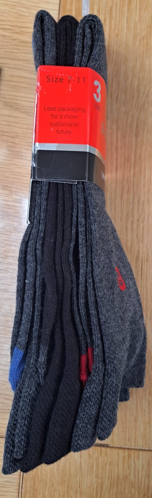PIERRE CARDIN | Mens 3 PACK Grey Tipped Socks | One Size UK 7-11 EU 40-46