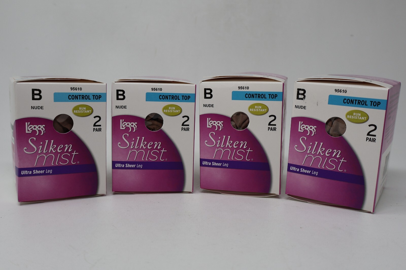 8 L’eggs Silken Mist Control Top Ultra Sheer Run Resistant Pantyhose NUDE Size B