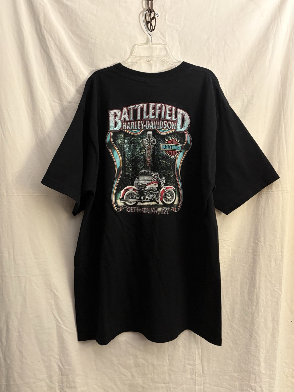 Harley Davidson Battlefield Gettysburg PA Black T-Shirt Biker Built Size XXL USA
