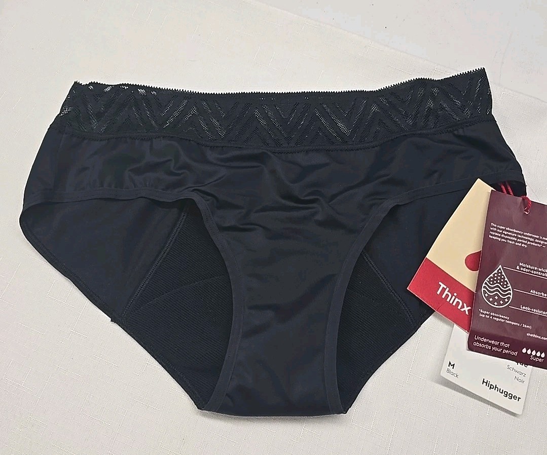 Thinx Period Proof Hiphugger Underwear in Black Size M Super Absorbency
