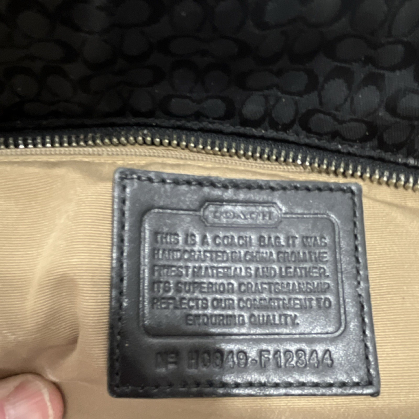 Coach Black Logo Tote Bag Zip Closure Buckle Accent Zipper Accent for Women