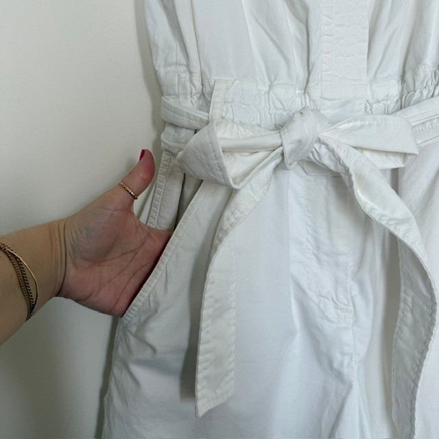 Derek Lam White Denim Romper US 6 IT42 Tie Waist Sleeveless Shorts Outfit