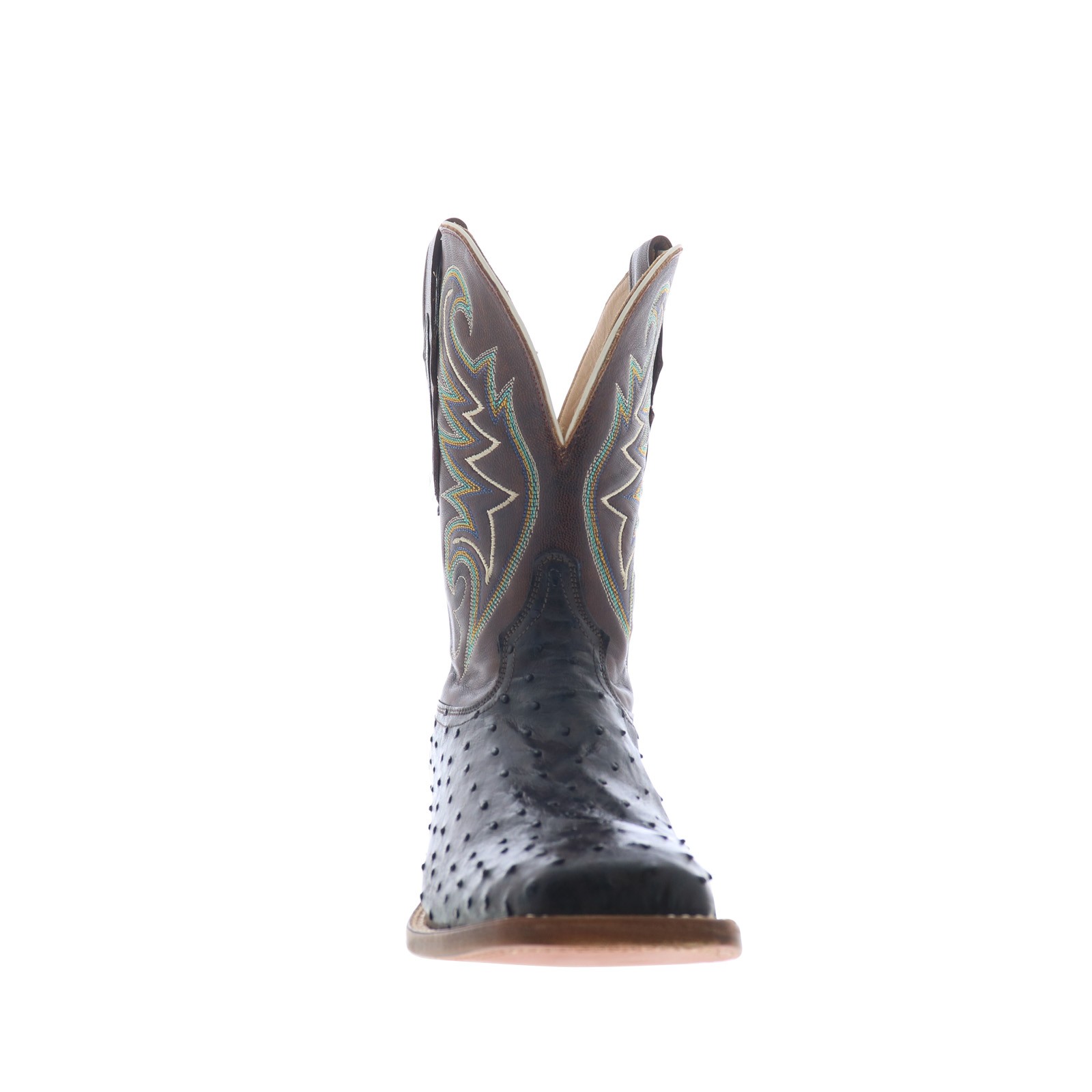 Tony Lama Foster Full Quill Ostrich Made In USA Mens Black Wide Western Boots