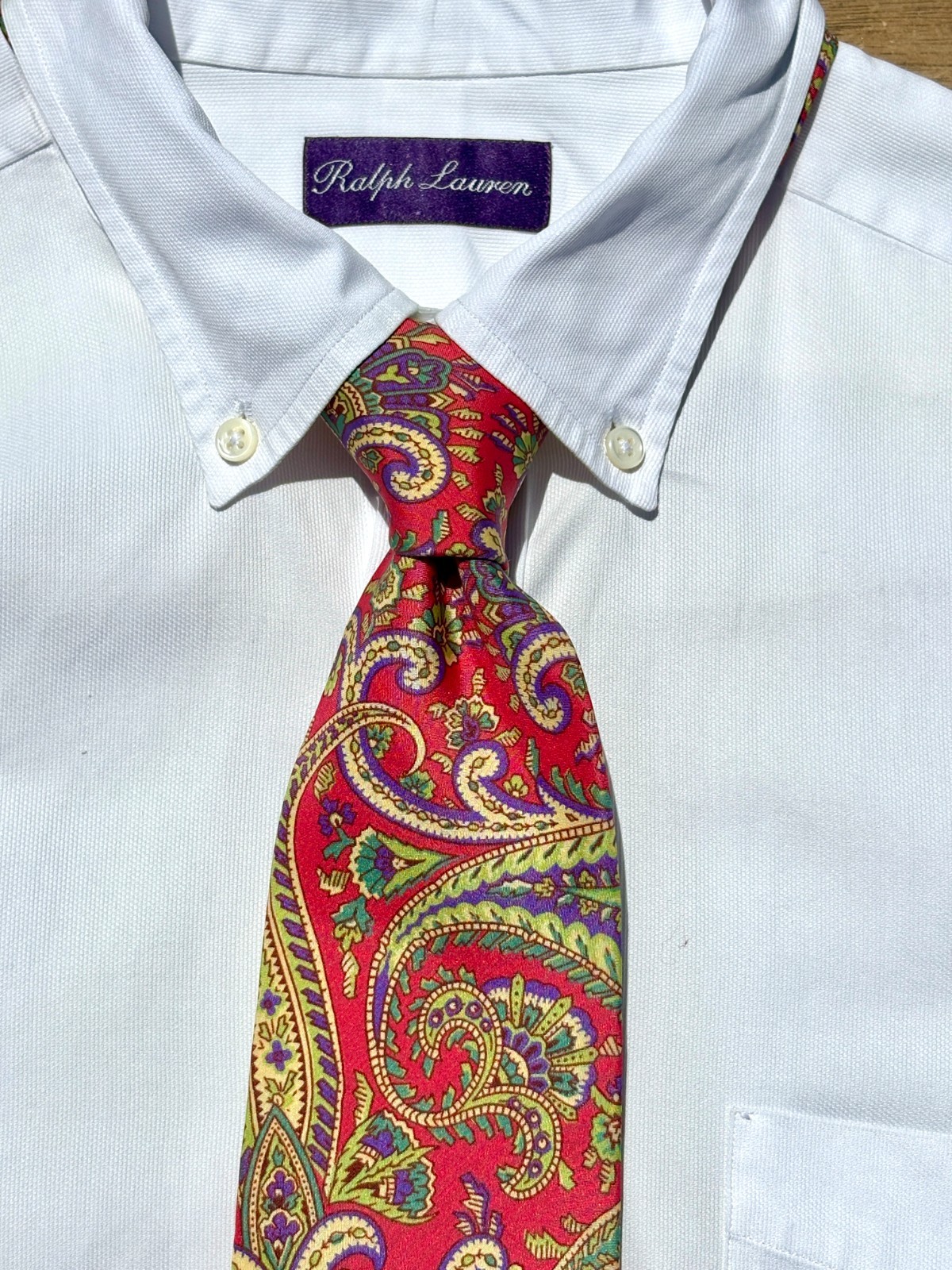 Ralph Lauren Purple Label Gent’s Pink Paisley Silk Necktie – Italy – $235.00