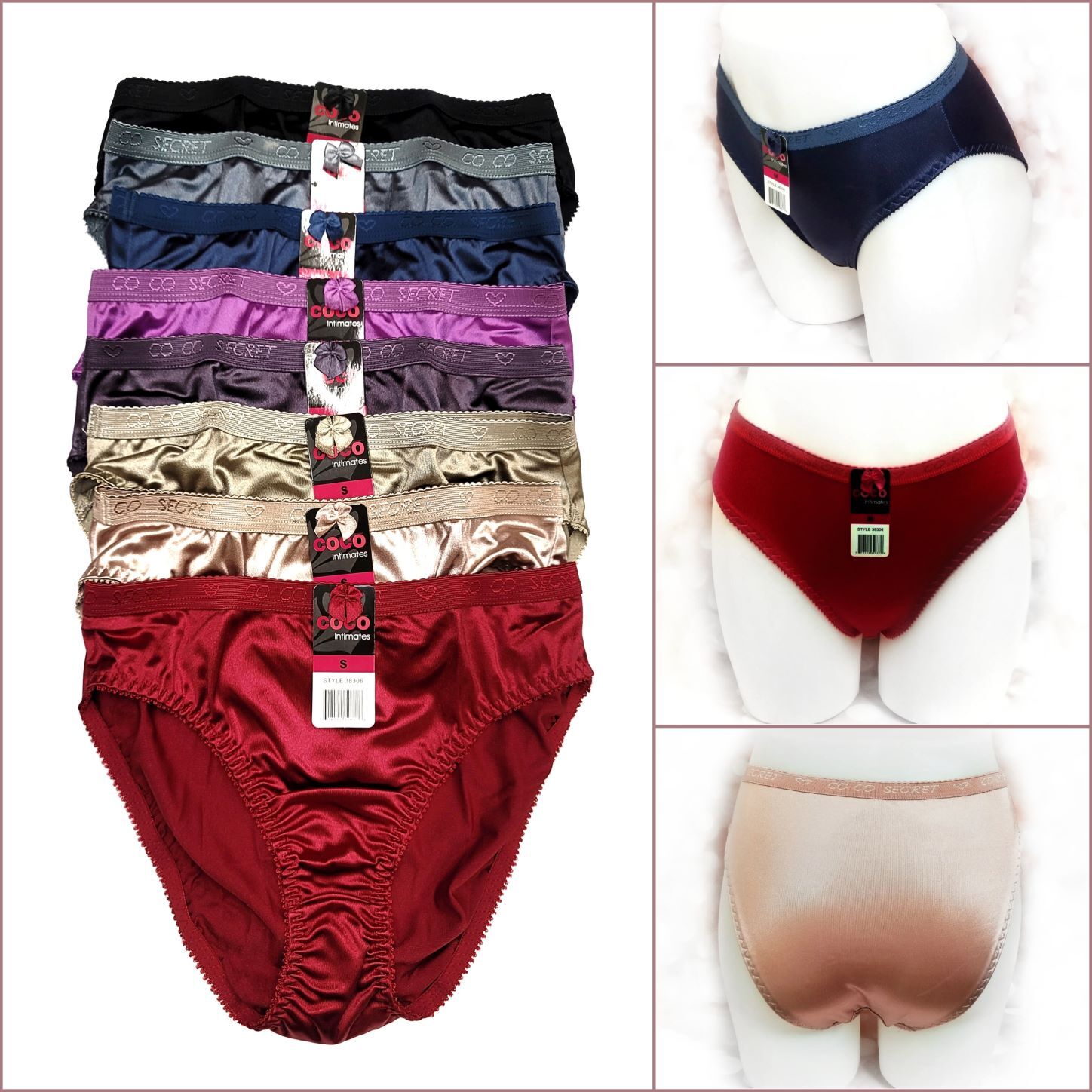 Coco Shiny Smooth Comfort Satin High Cut Full Coverage Bikini Panties Underwear