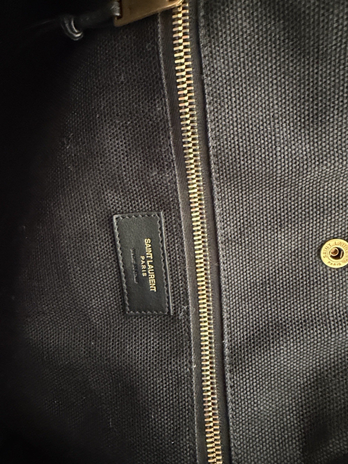 Saint Laurent Rive Gauche Tote Black/White Logo Zip Closure, Inner Pockets