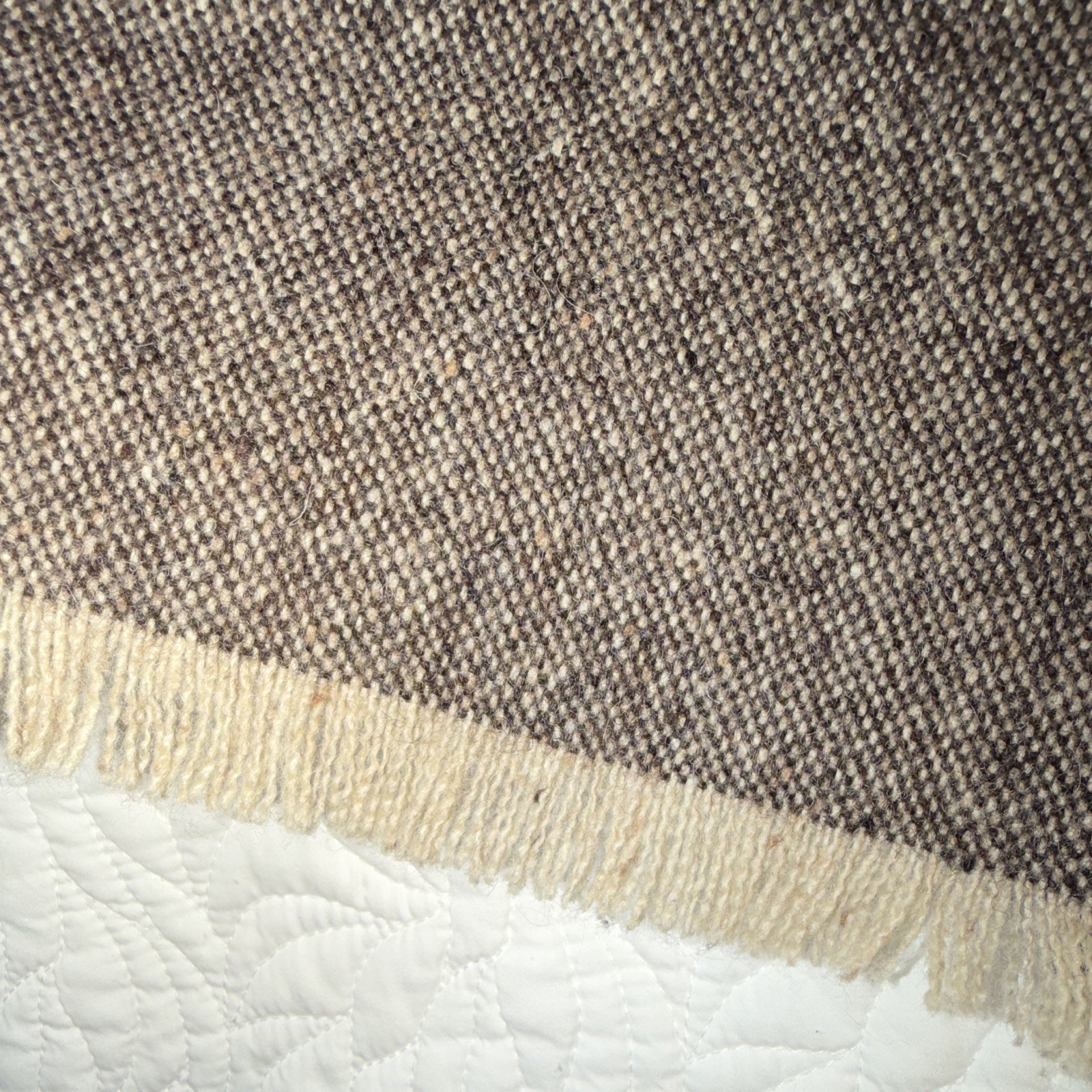 Eddie Doherty Handwoven Tweed scarf Brown/Beige Rectangular Fringed