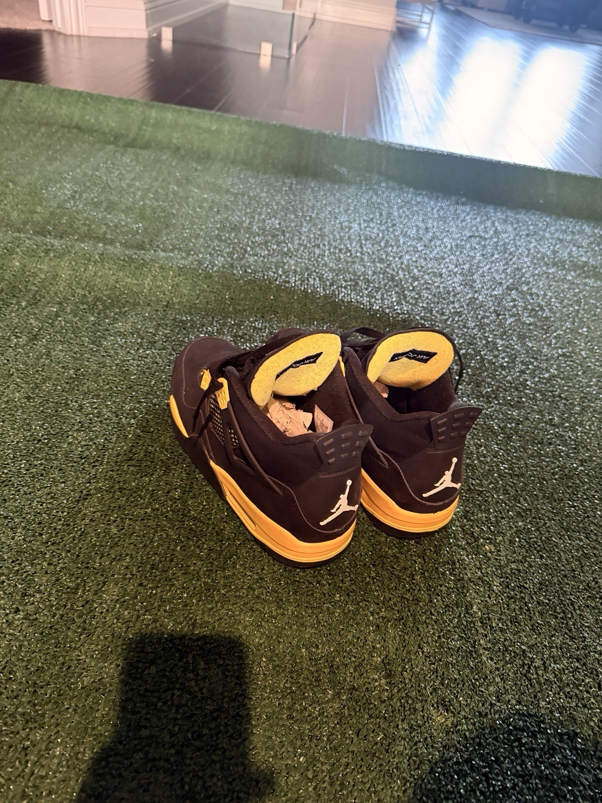 Jordan Air Jordan 4 Black/Yellow Colorblock Mid Top Lace-Up Men’s Sneaker