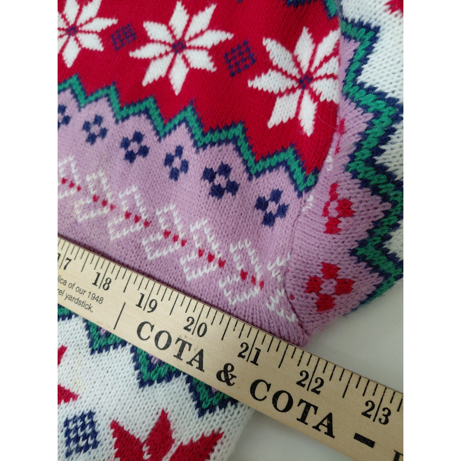 33 Degrees Womens Purple Fair Isle Snowflake Mock Neck Cropped Sweater Small