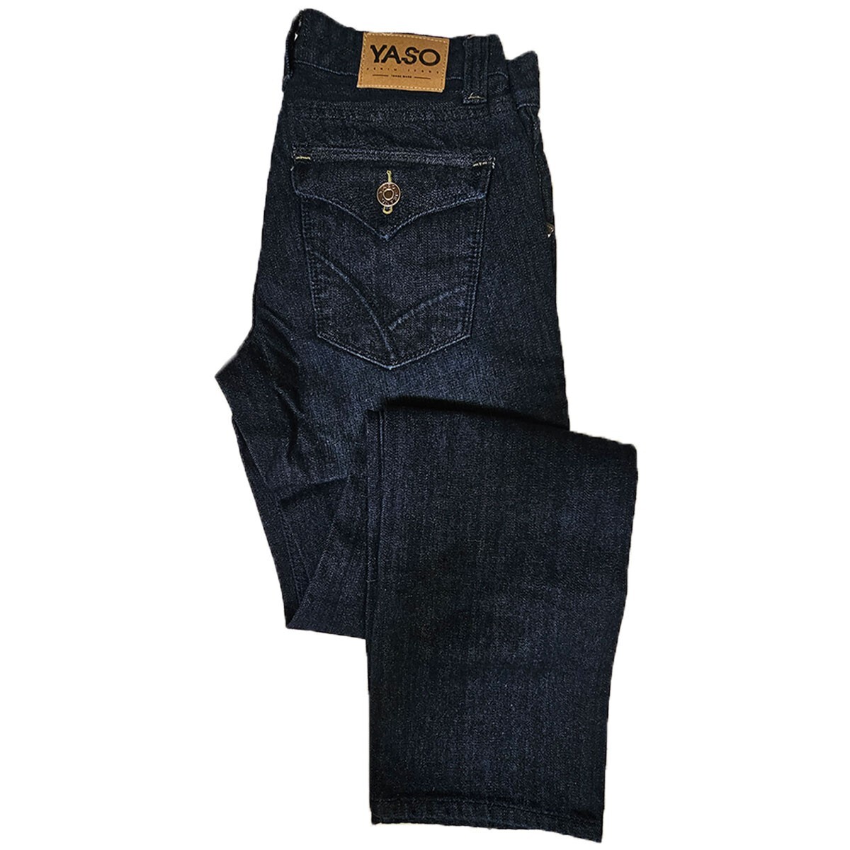Yaso Men’s Dark Blue Classic Straight Leg Denim Jeans 30 32 34 36 X L33