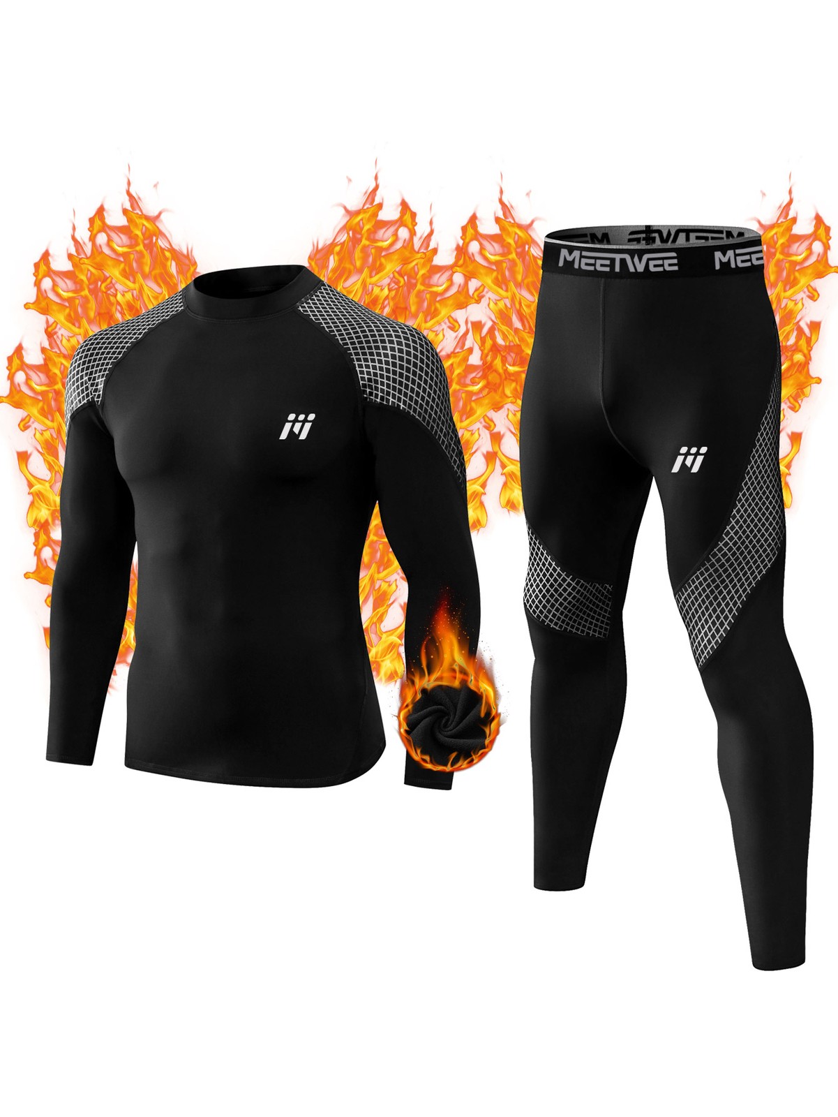 Men’s Thermal Underwear Set Winter Warm Long Johns Shirts Tops & Bottom Suit Ski