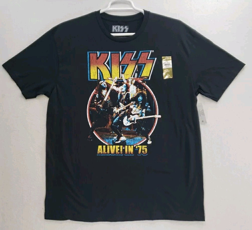 NWT KISS Alive In 75 Men’s Crew Neck T-Shirt XL 46/48 Black
