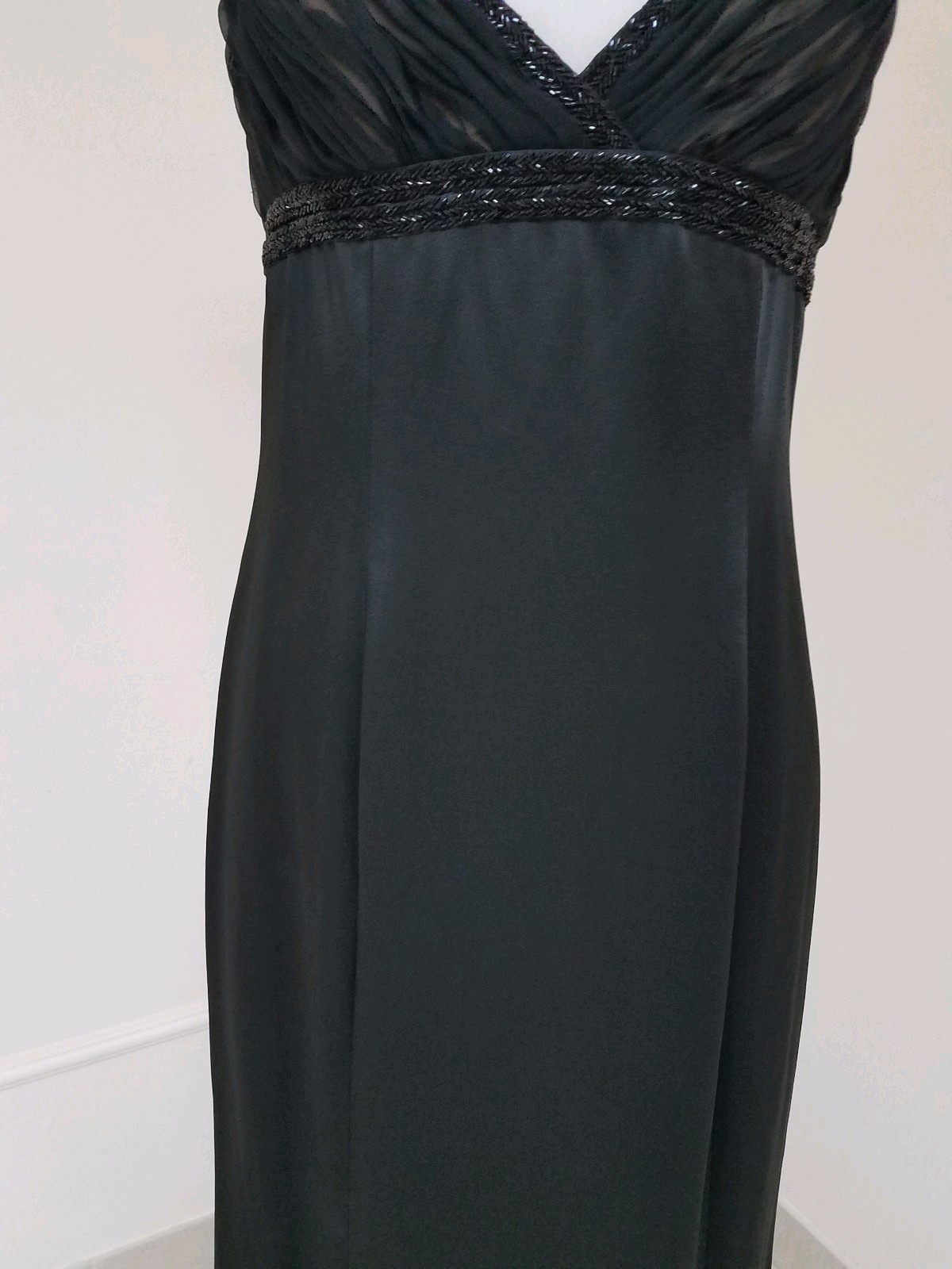 $1785 “Carmen Marc Valvo SIGNATURE” Fish Tail Bow Black Glamour Gown Dress 8 Med