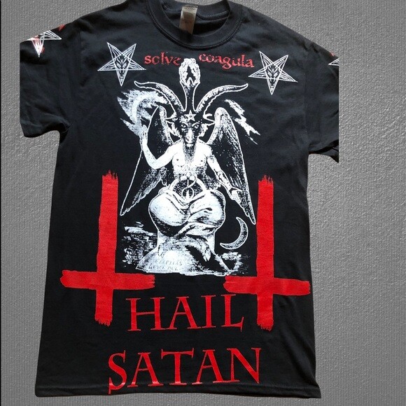 Baphomet Inverted Crosses Pentagram Hail Satan T Shirt S to 2XL Sizes Solve