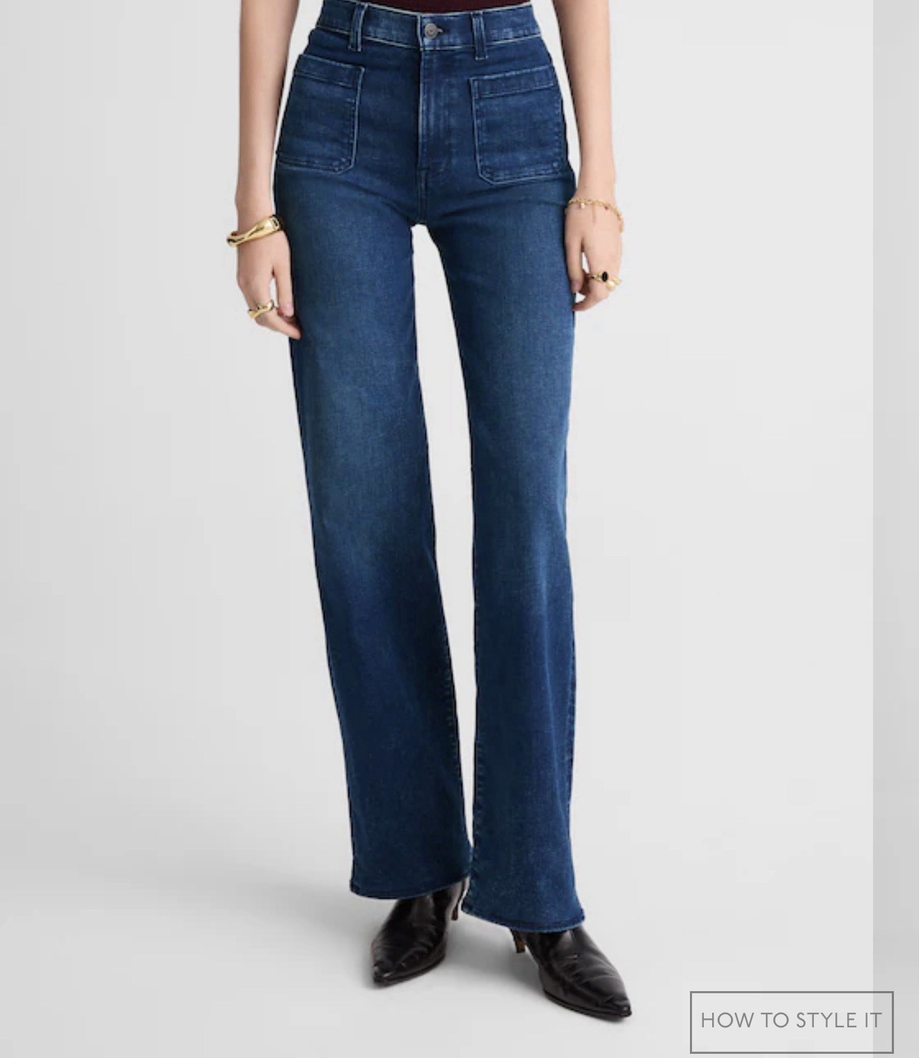 MADEWELL SIZE 26 The Emmett Wide-Leg Full Length Jean Patch Pocket Edition NY011