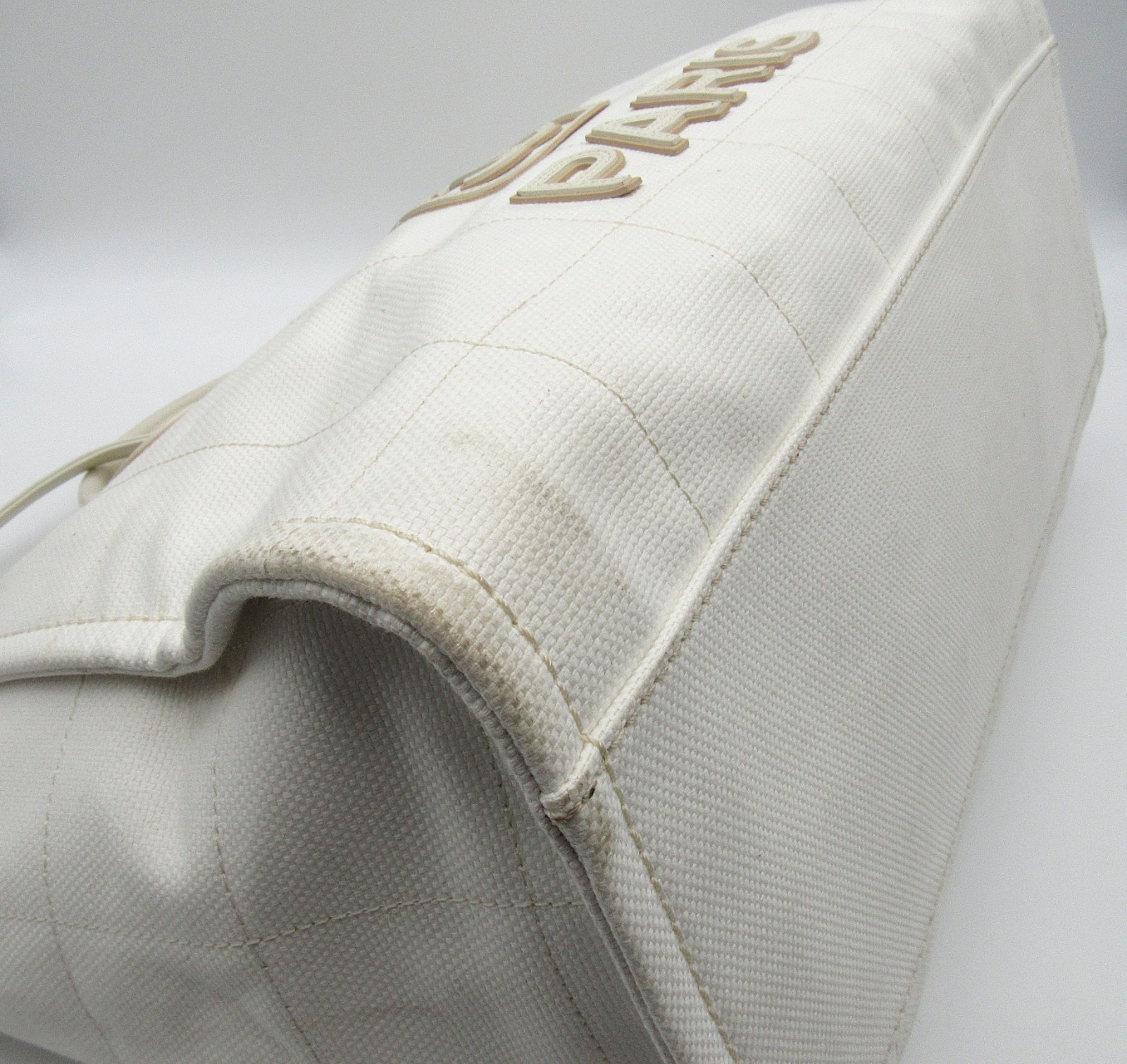 Chanel Medium Deauville Tote White Canvas Bag w/ Pouch Read