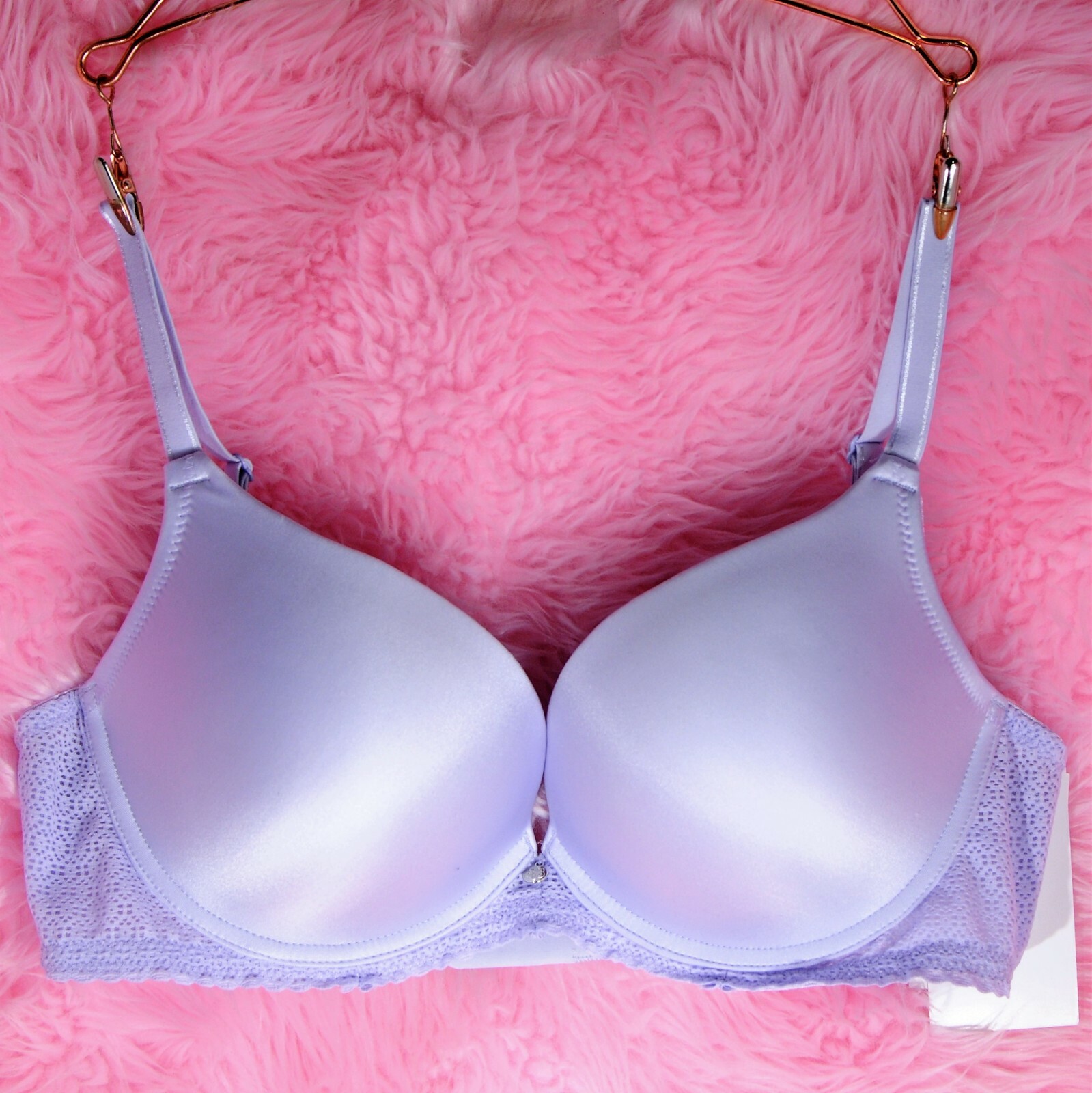 DESIGNER BRA Satin NYLON $75!! molded cup Underwire Plunge 22 sizes 4 Colors!