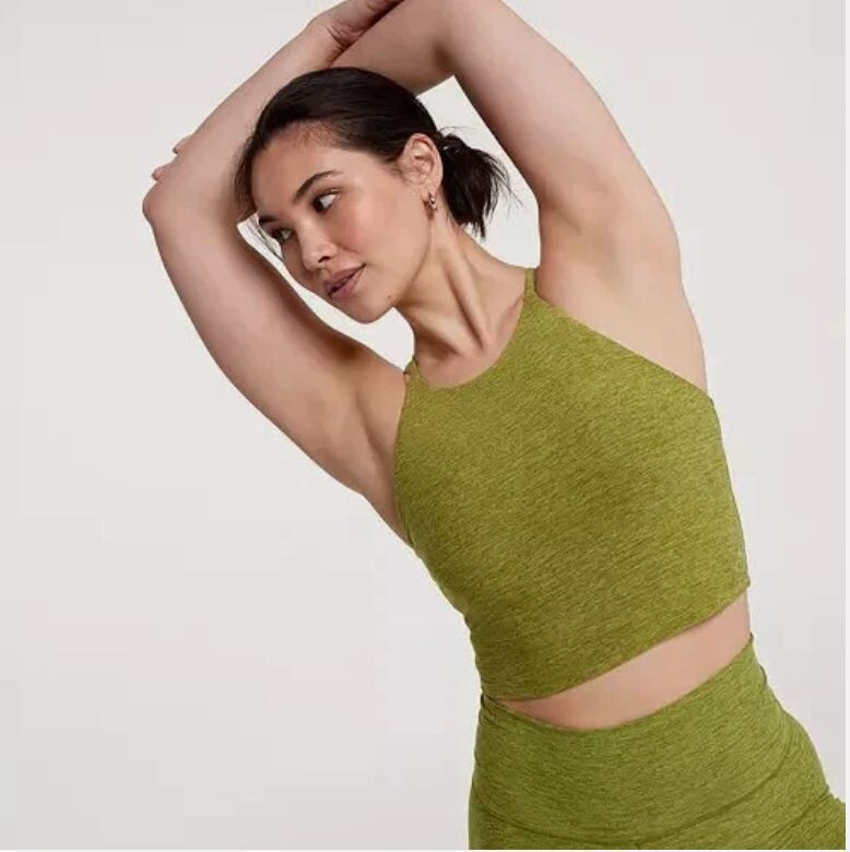 CALIA ‘ LUSTRALUX CROSS BACK CROP TOP ‘ DARK GREEN HEATHER ‘ WOMENS XXL