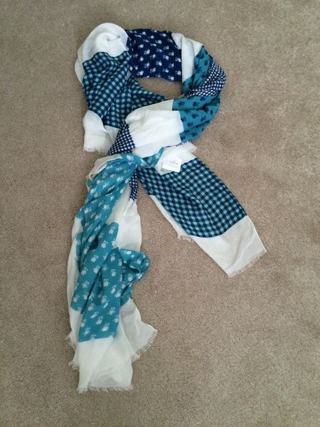 NWT Coach Blue Floral Badlands Patchwork Scarf 50″ x 70″ Shawl 85813 MSRP $195