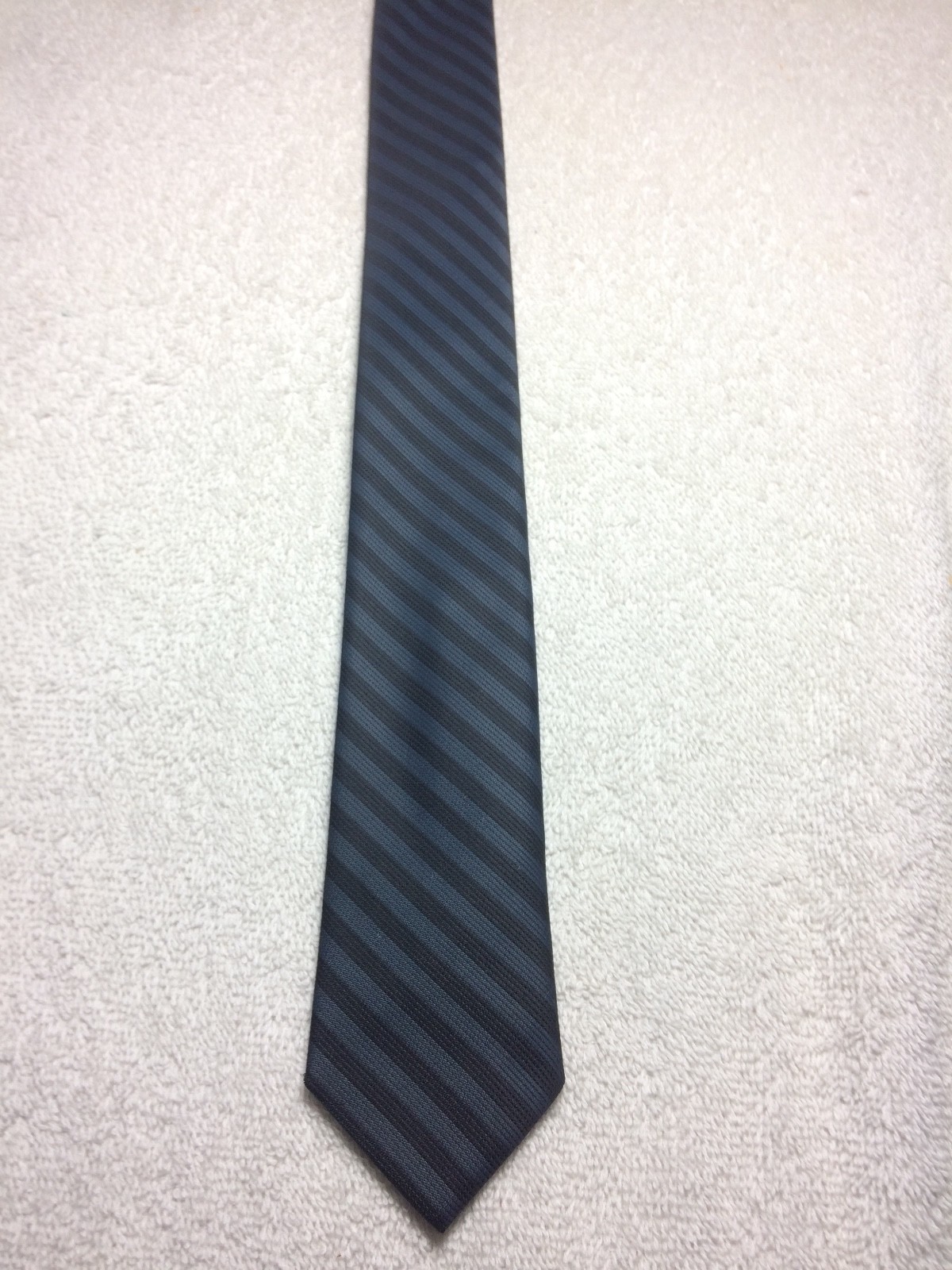 VINTAGE SUPERBA BOYS TIE 2 X 53 BLUE AND BLACK STRIPE SKINNY NARROW