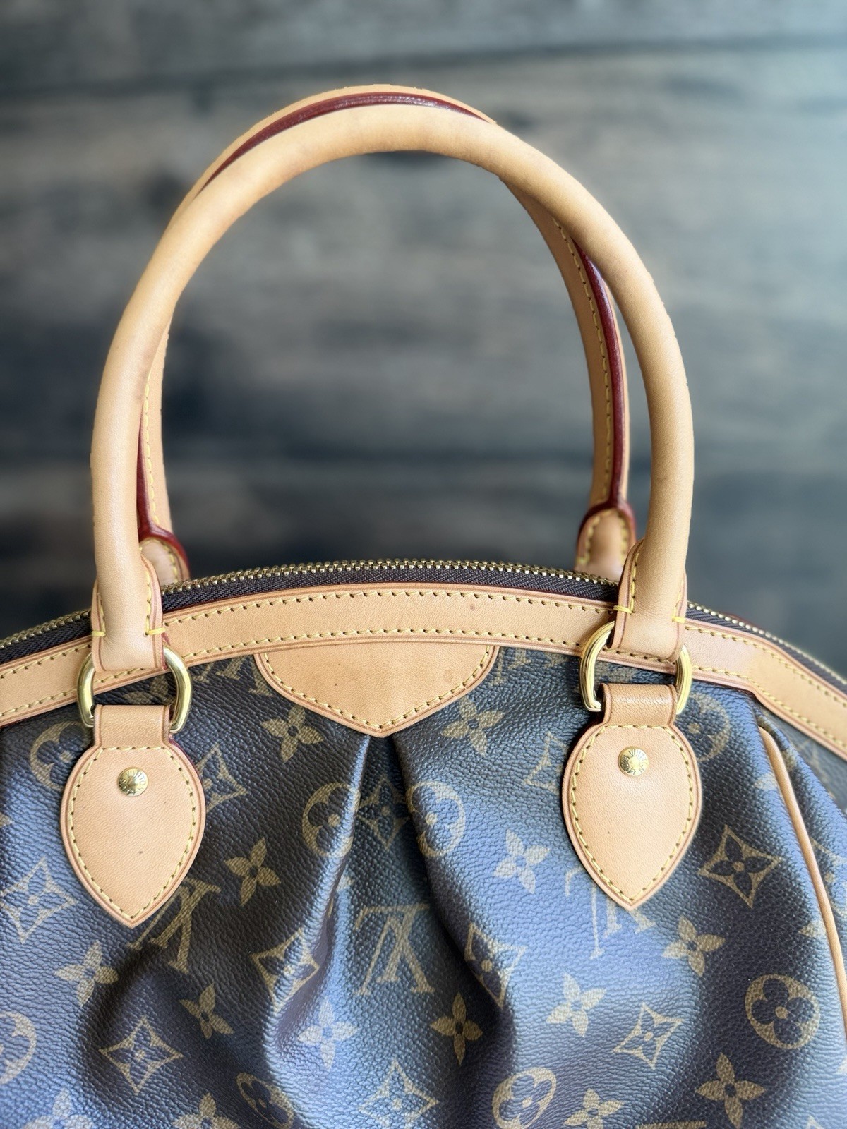 Authentic Louis Vuitton Tivoli PM Monogram Leather & Canvas Handbag Purse Tote