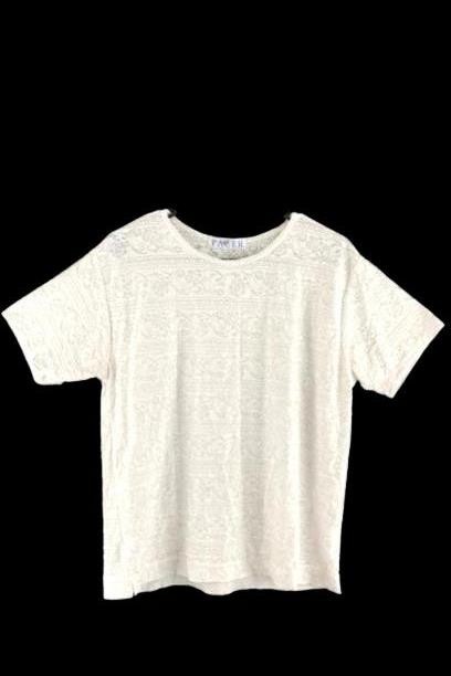Vintage Pacer Women’s XL White Lace Semi-Sheer Top – Good Condition, Stain