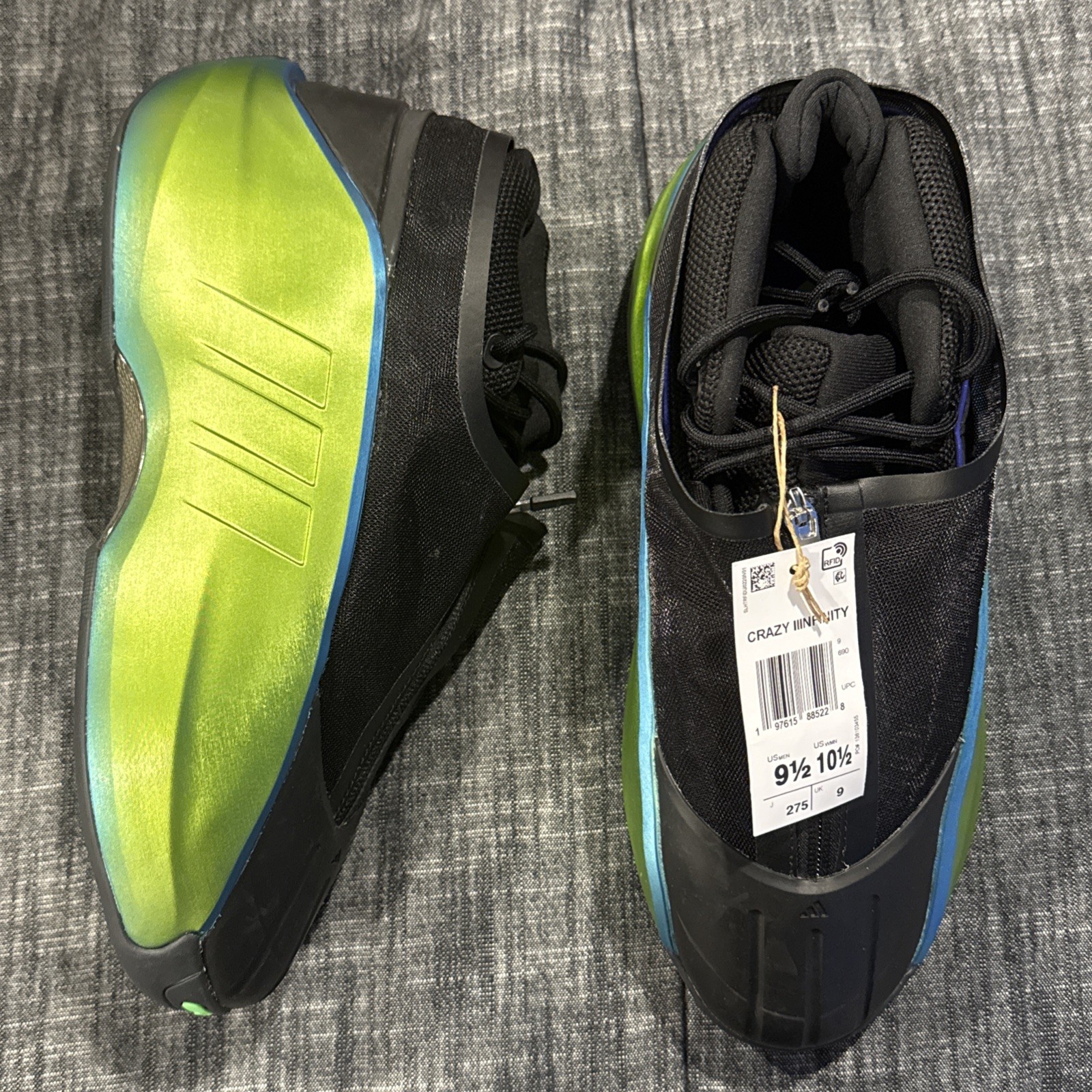 Adidas -Crazy IIInfinity Lace Up Sneakers Casual Shoes -Green JI0852 -M9.5