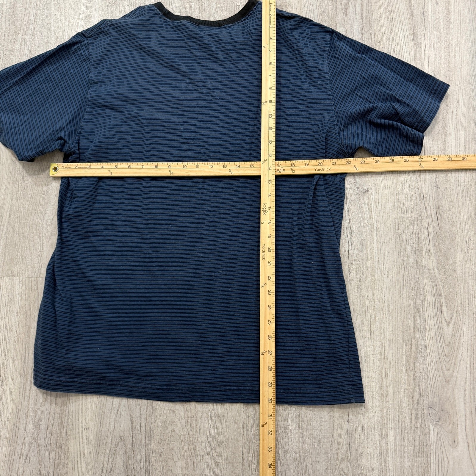 Vintage Falls Creek Striped Shirt Men’s Large Blue Black Striped 90s Preppy