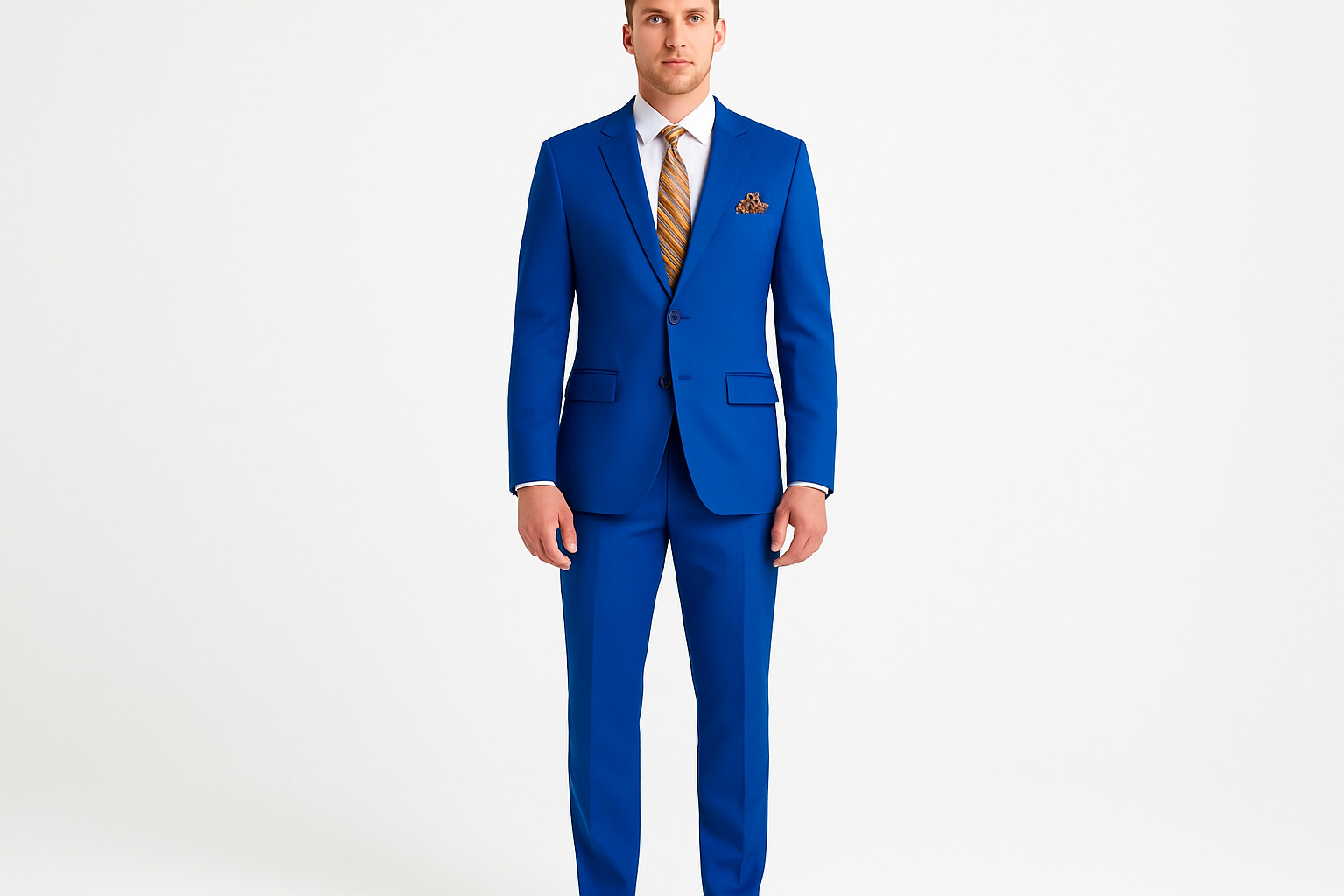 Vinci Men’s Regular Fit 2-Piece Solid Color Suit Royal