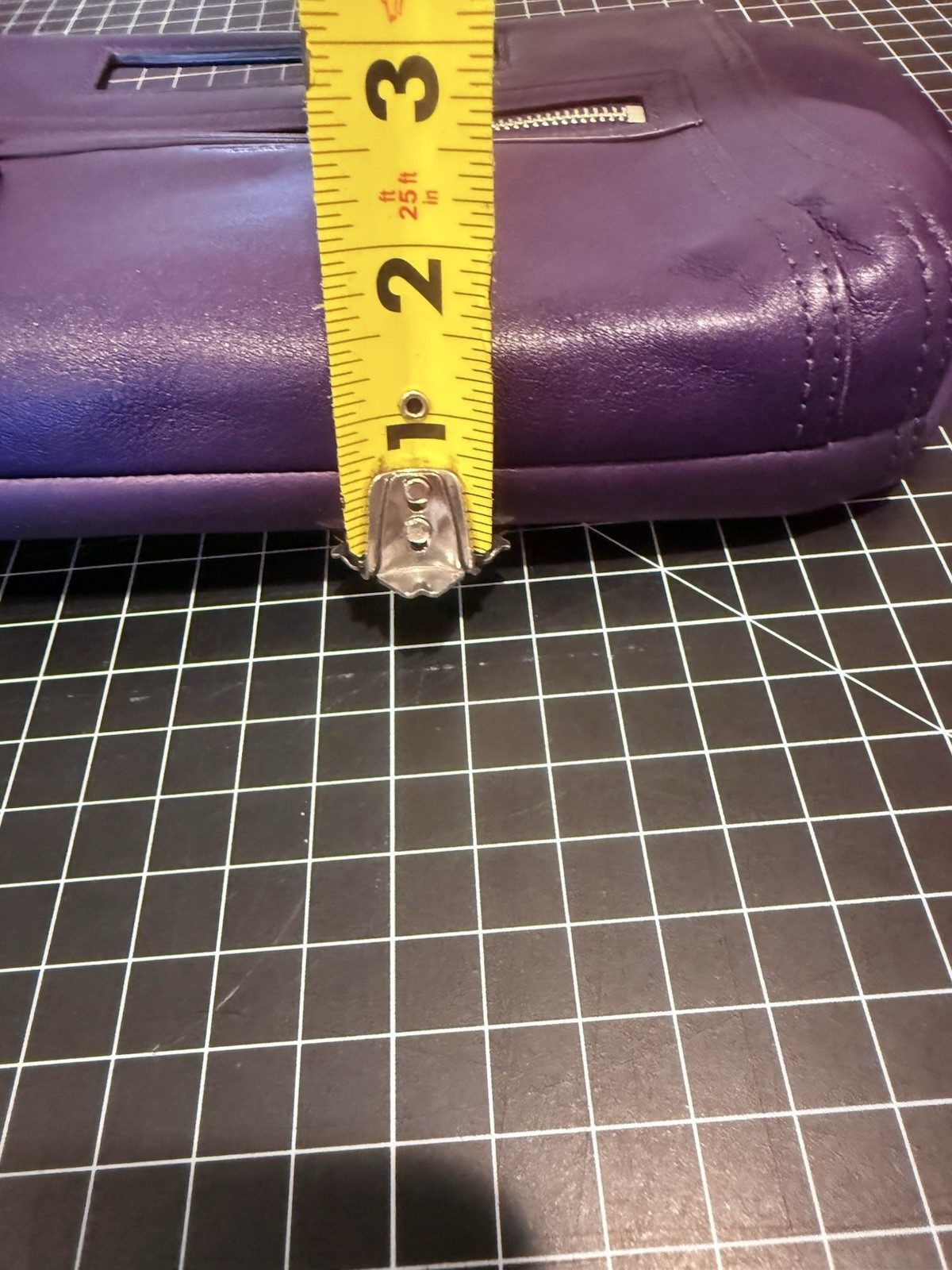 Coach Madison Purple Leather Sophia Clutch Cutout Handle Zip Pocket Evening Bag